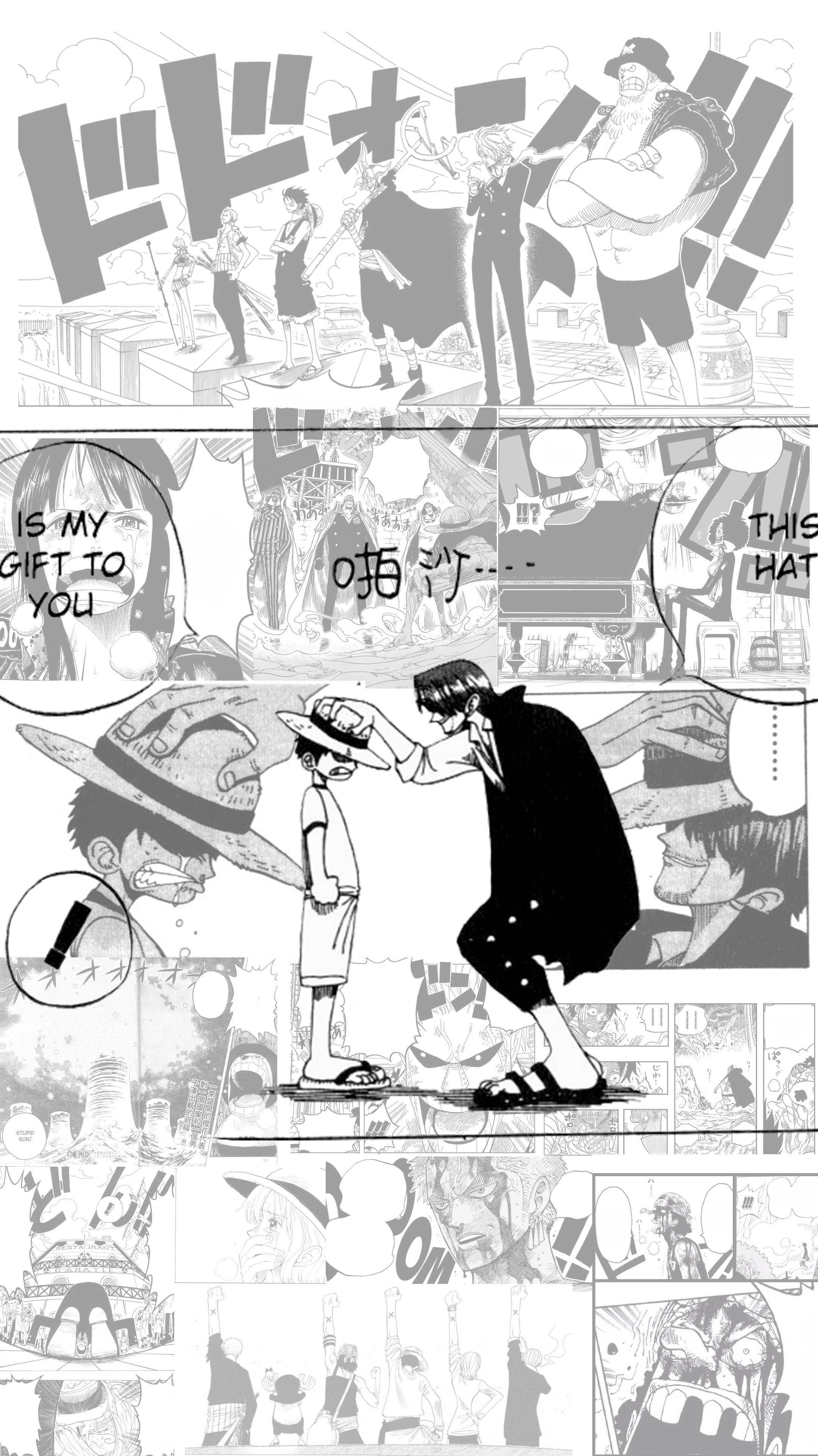 Manga iPhone, black and white manga panels, dramatic pirate scene, 4K Phone Wallpaper