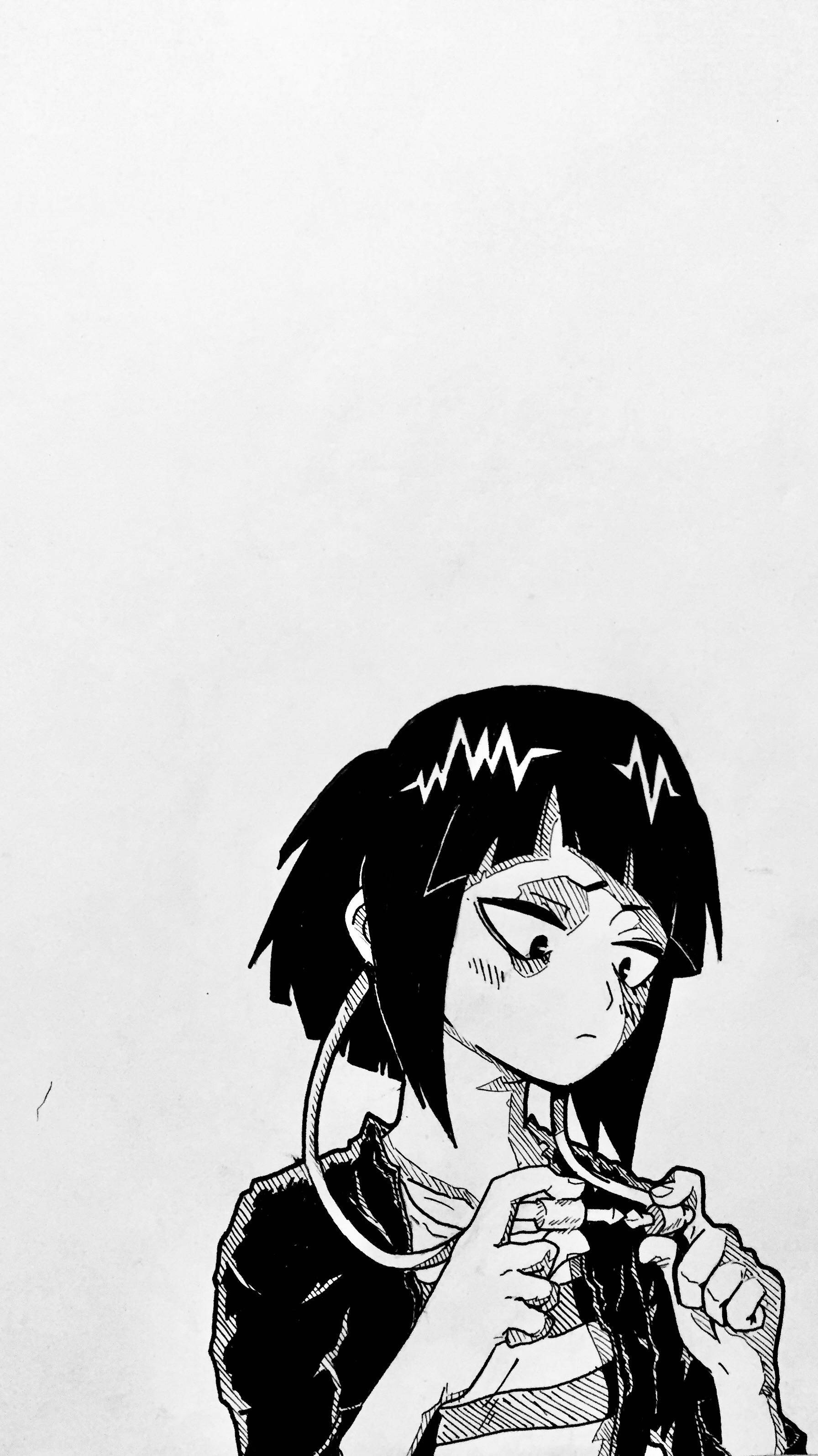 Manga, iPhone, black and white anime girl, 2K Phone Wallpaper