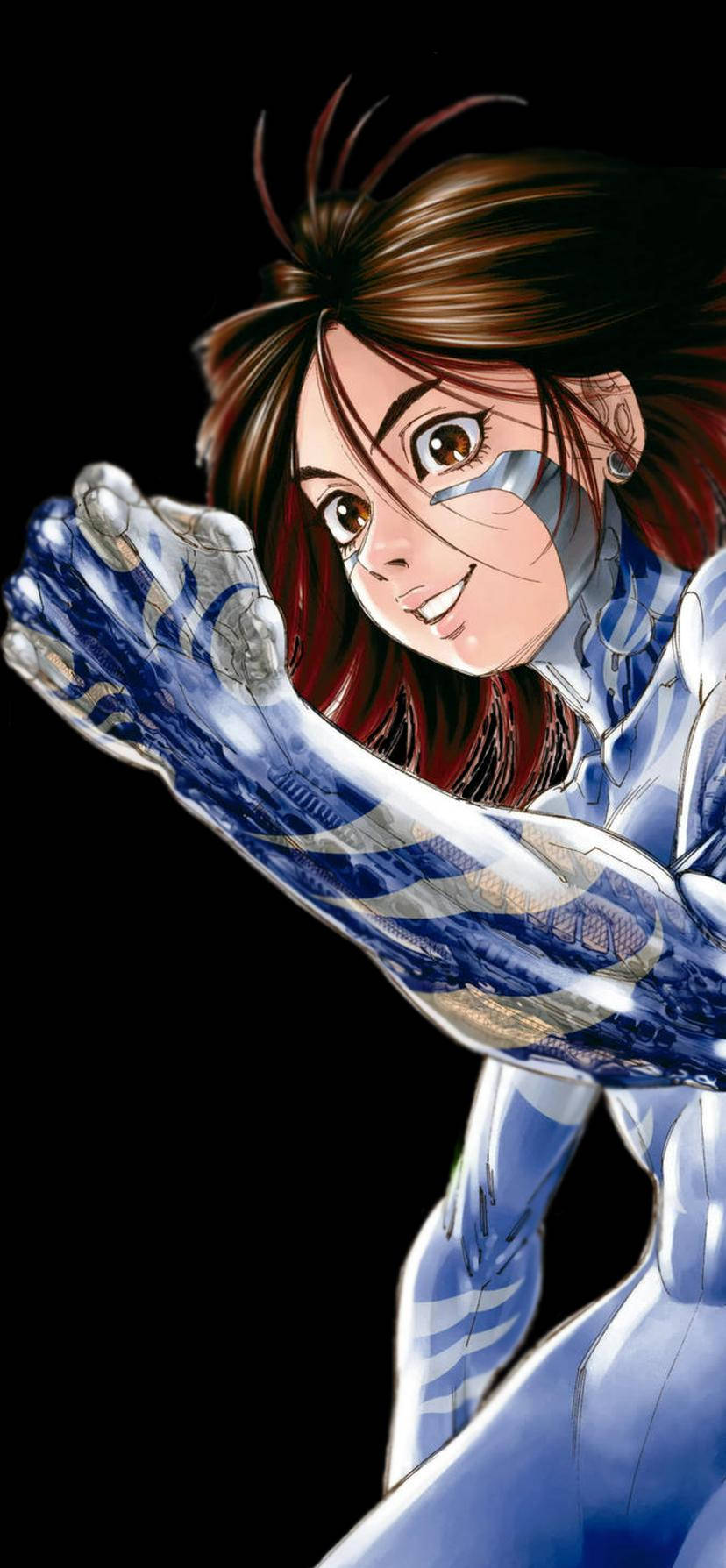 manga iphone, anime girl, blue and silver armored suit, HD Phone Wallpaper