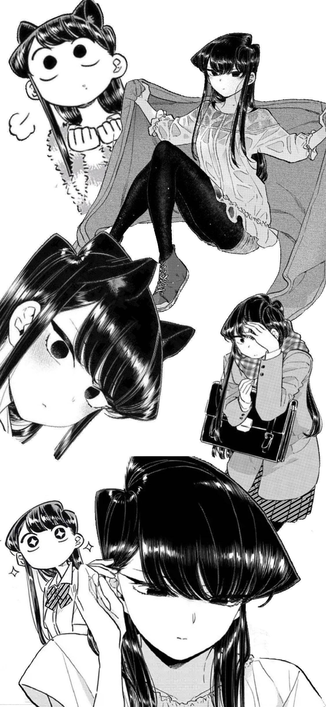 manga-style, anime girls, black and white, Full HD Phone Wallpaper