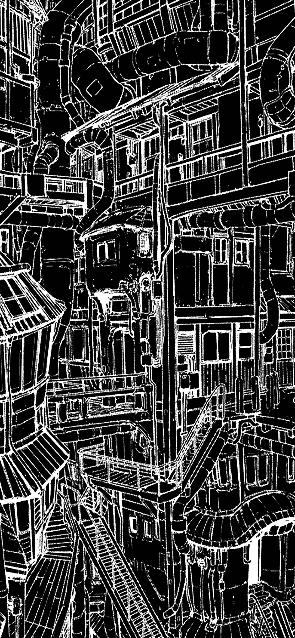 manga, iPhone, black and white line drawing, Full HD Phone Wallpaper