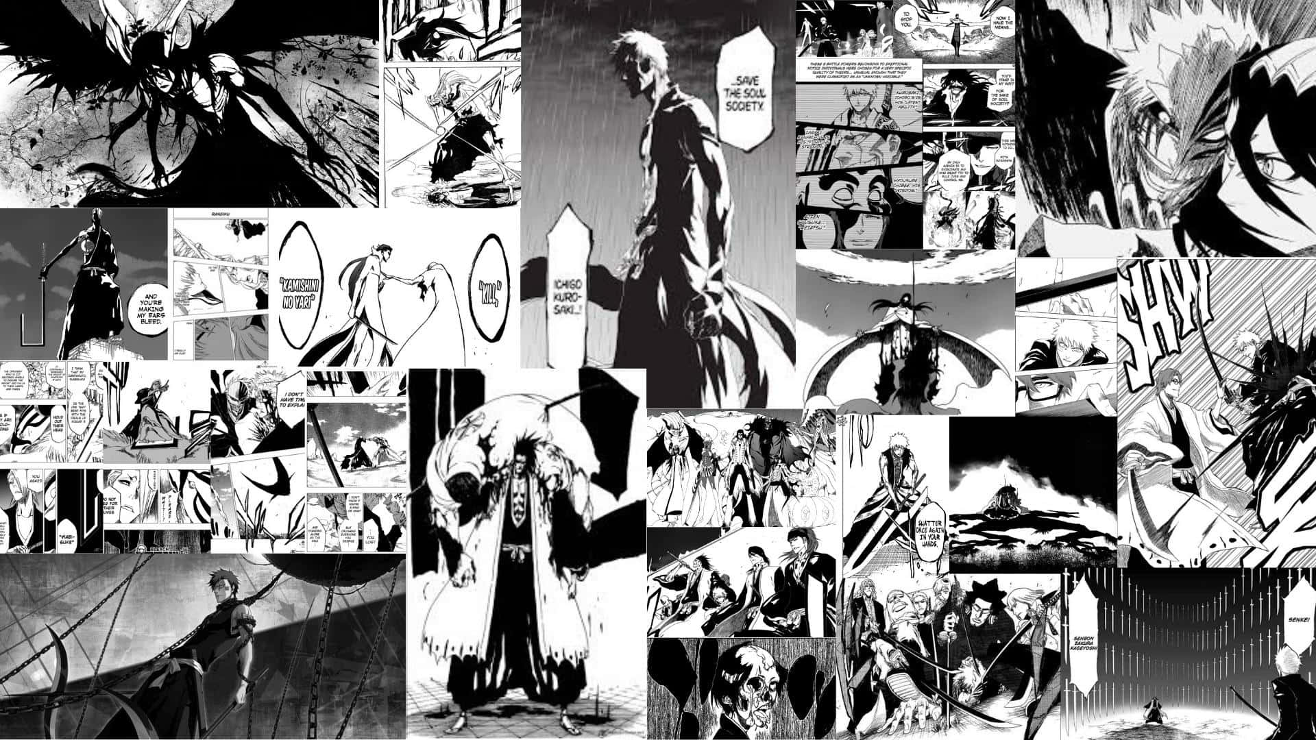 Latent Classic Comic Art, black, manga collage, Full HD Desktop Wallpaper