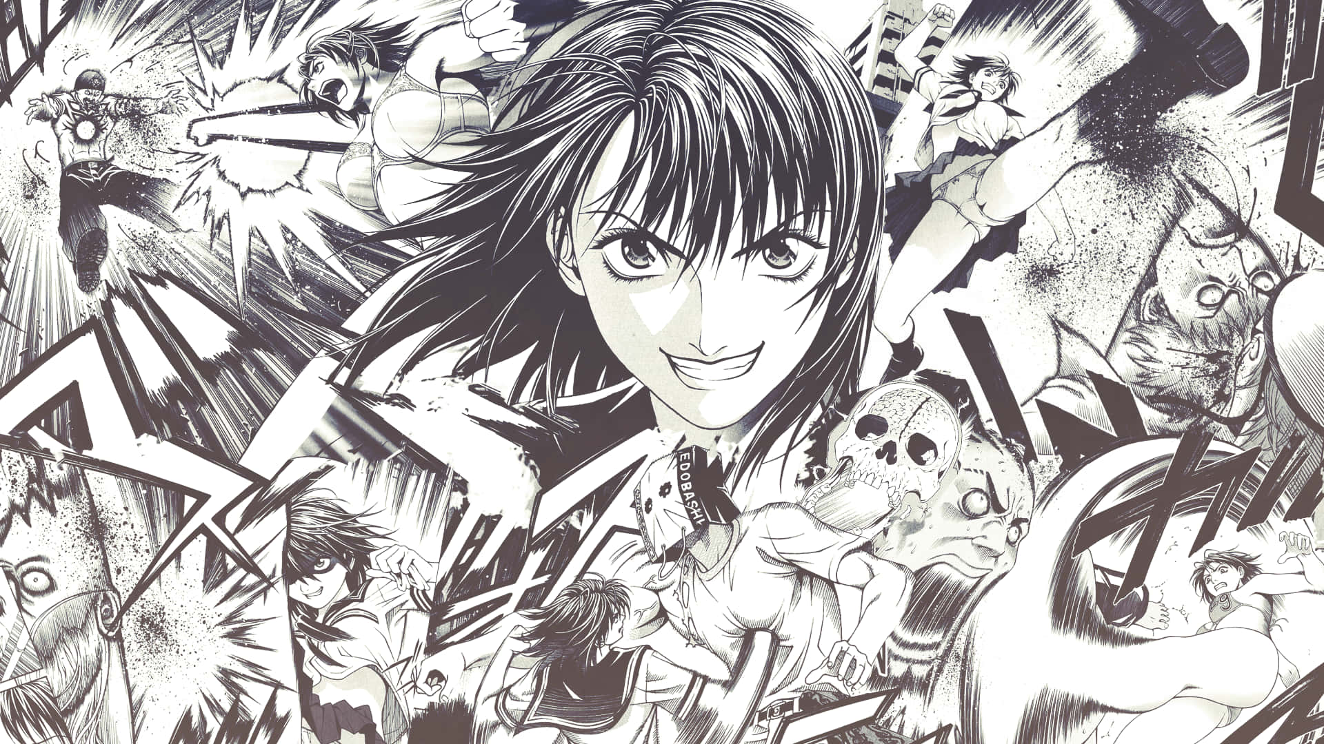 manga, black and white manga panel, female fighter, Full HD Desktop Wallpaper