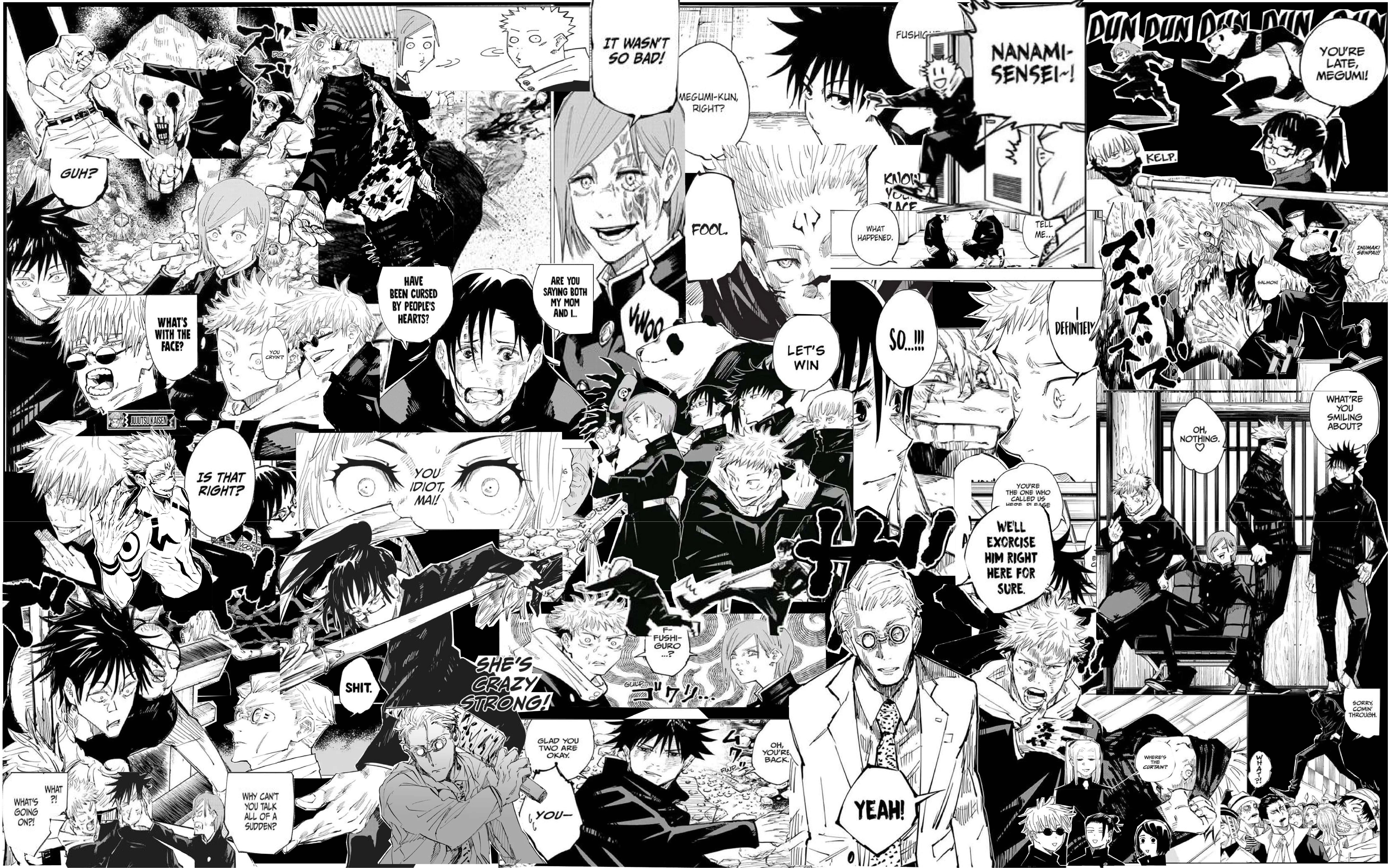manga pages, black and white, manga collage, 8K Desktop Wallpaper