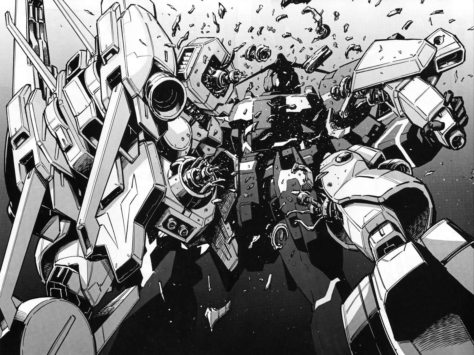 manga pages, monochrome anime illustration, giant robots, HD Desktop Wallpaper