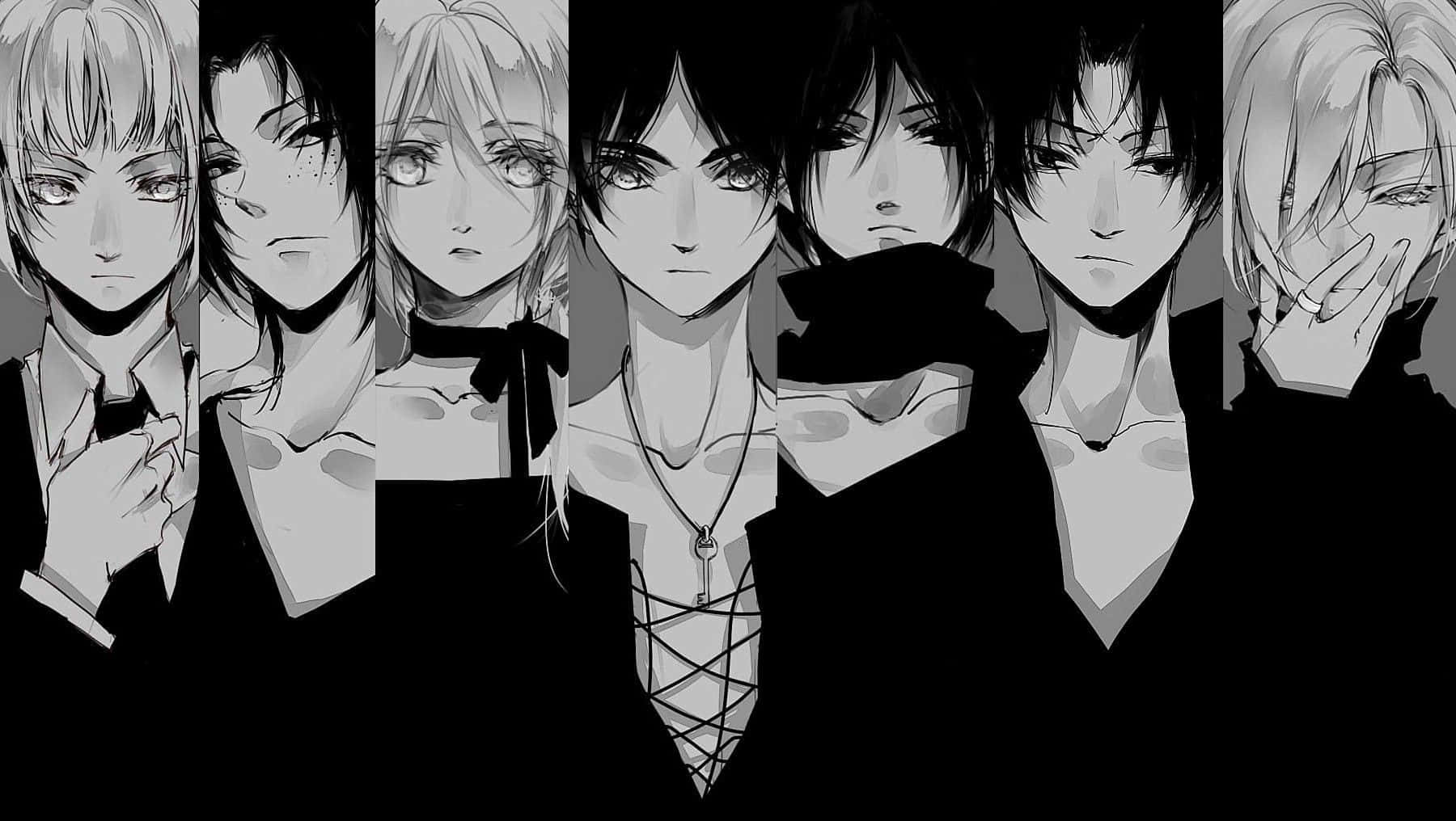 Manga series, anime characters, black and white, HD Desktop Wallpaper