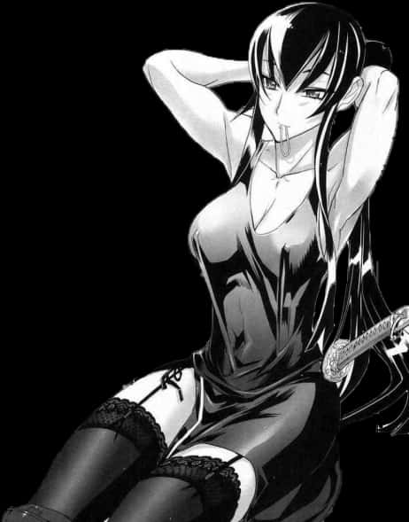 manga, femme fatale, black and white, SD Phone Wallpaper