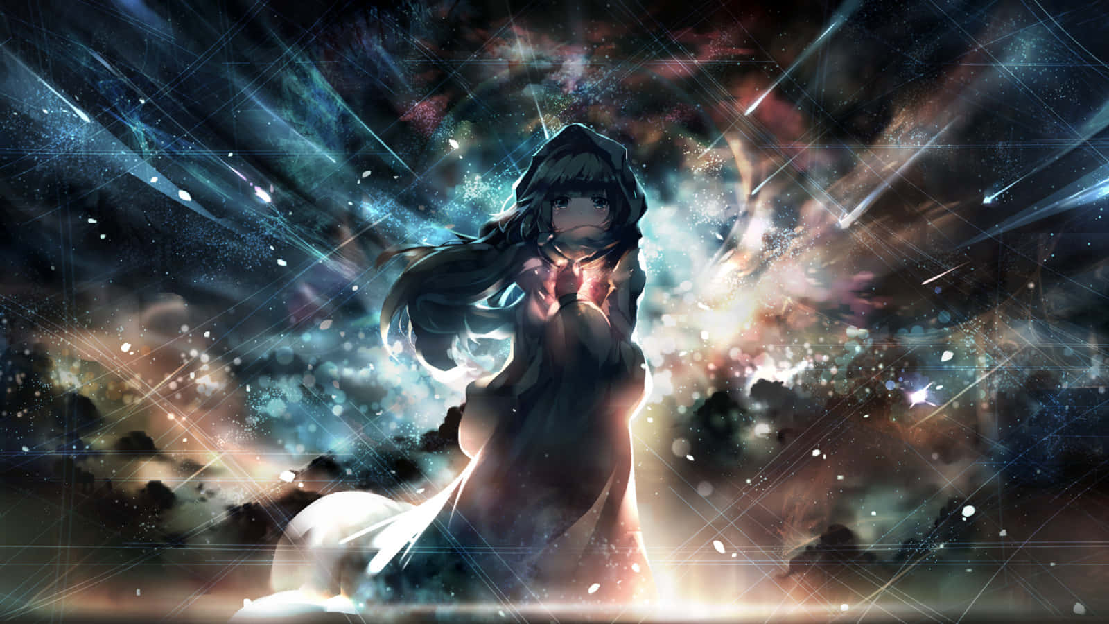 Manga Universe, anime girl, hooded, HD Desktop Wallpaper