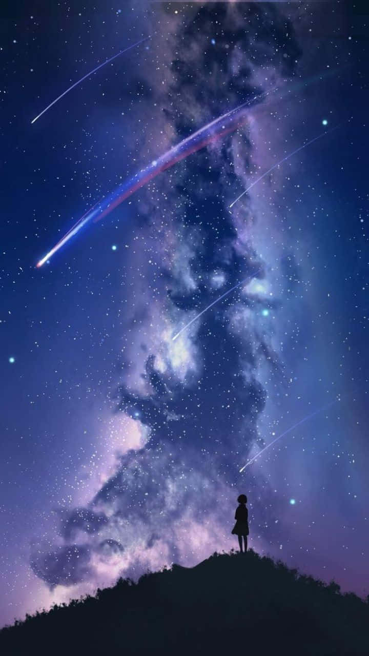 Manga Universe, cosmic sky, shooting stars, HD Phone Wallpaper