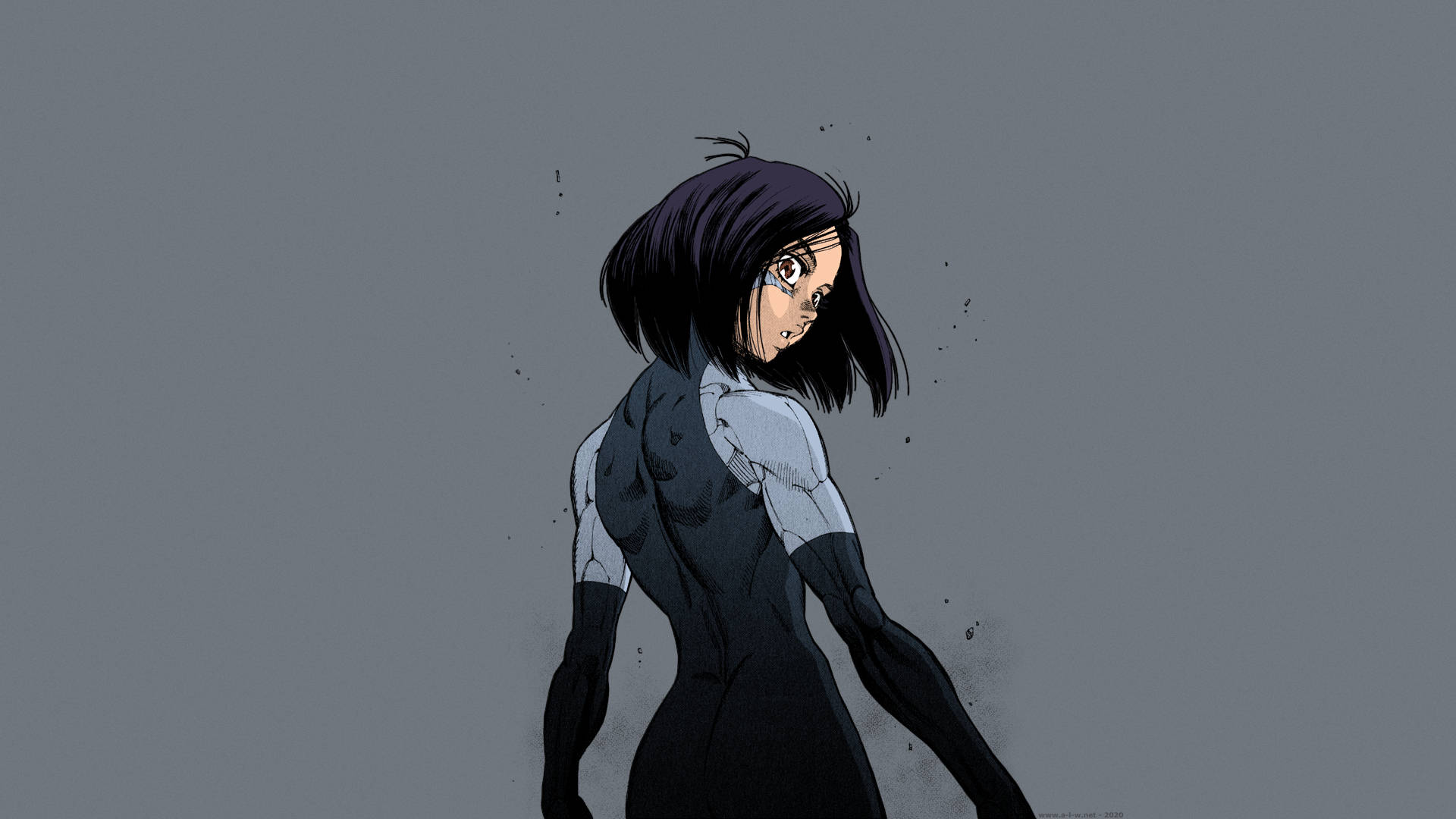 4K Manga, anime woman, short dark hair, Full HD Desktop Wallpaper