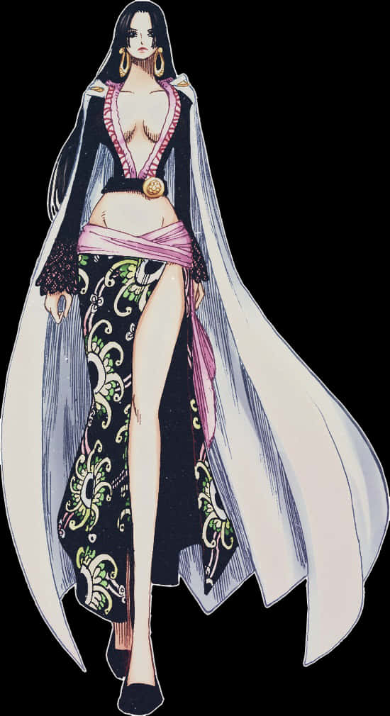 manga character, long black hair, white cape, SD Phone Wallpaper