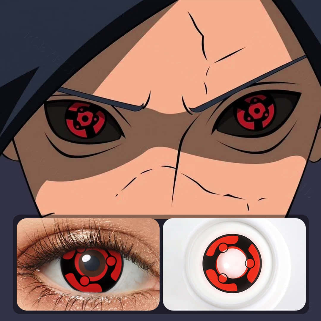 Mangekyou Sharingan, red eyes, black tomoe pattern, SD Desktop Wallpaper