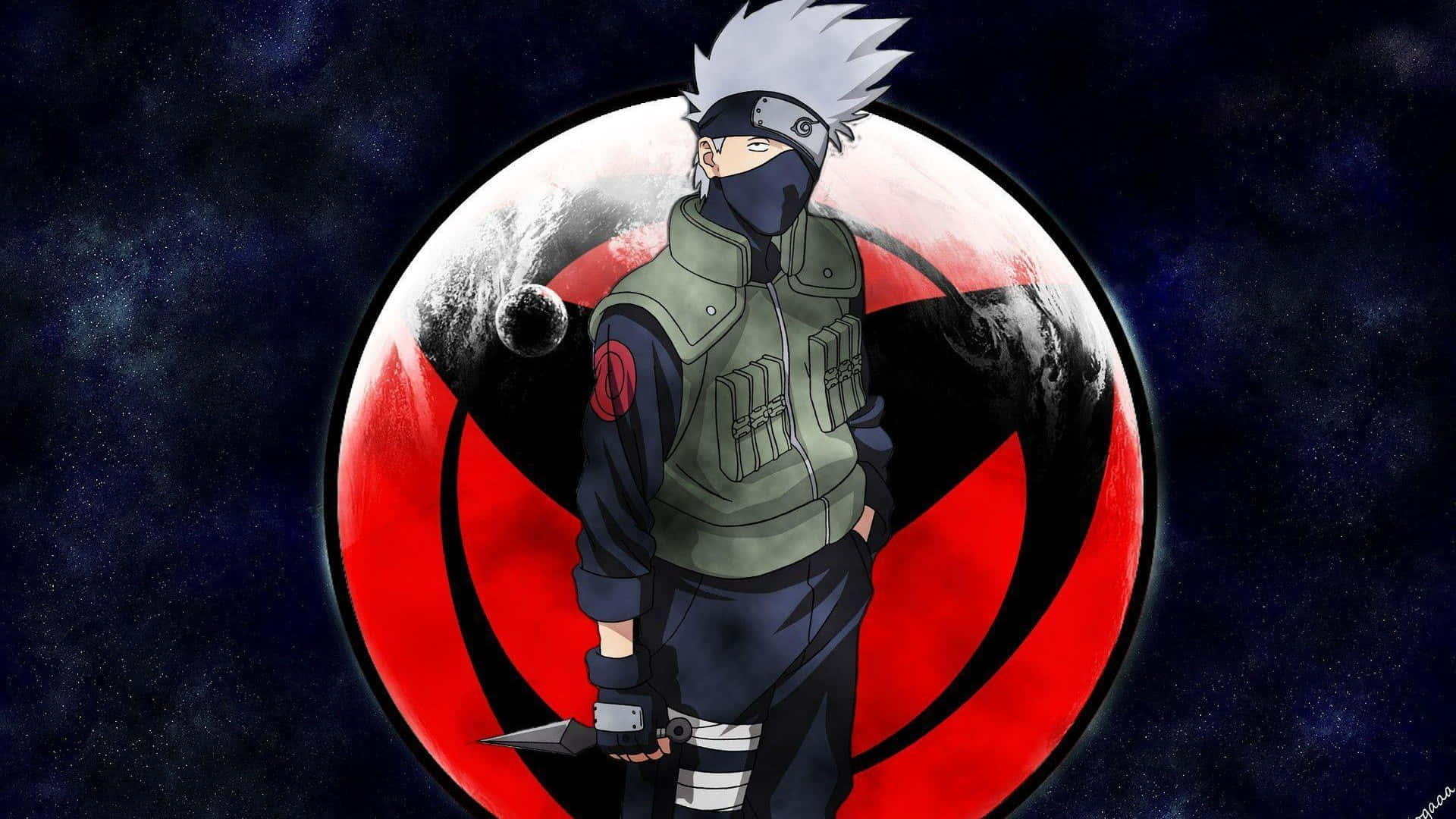 Mangekyou Sharingan, spiky white hair, mask, Full HD Desktop Wallpaper