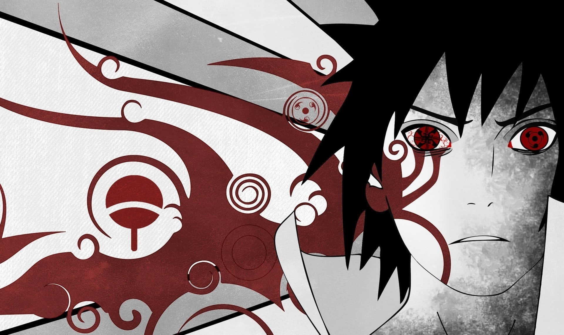 Mangekyou Sharingan, red eyes, black hair, Full HD Desktop Wallpaper