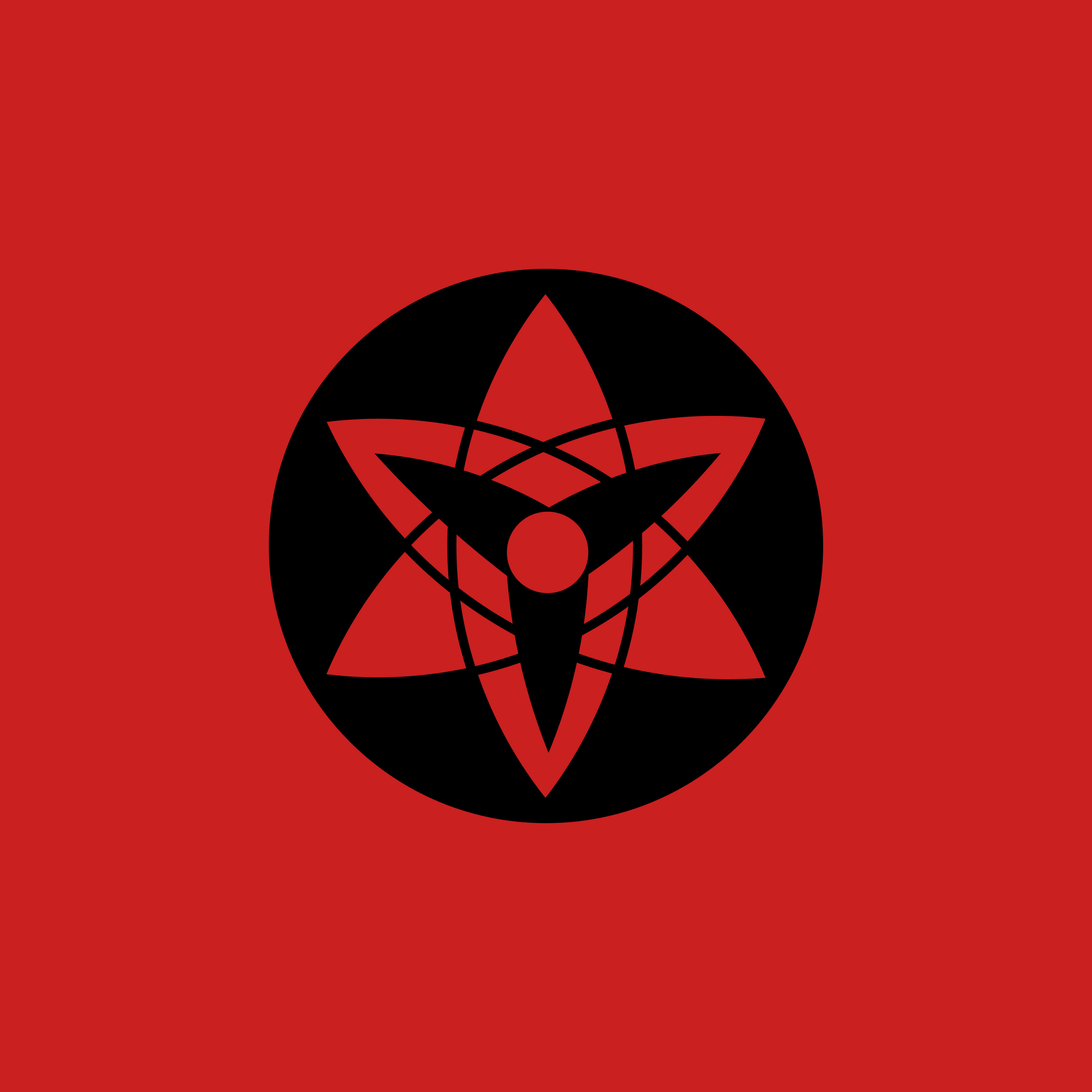 Mangekyou Sharingan, red background, black circle, 4K Desktop Wallpaper