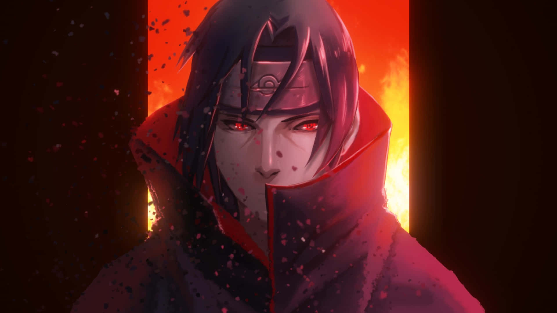 Mangekyou Sharingan, dark-haired anime character, red eyes, Full HD Desktop Wallpaper