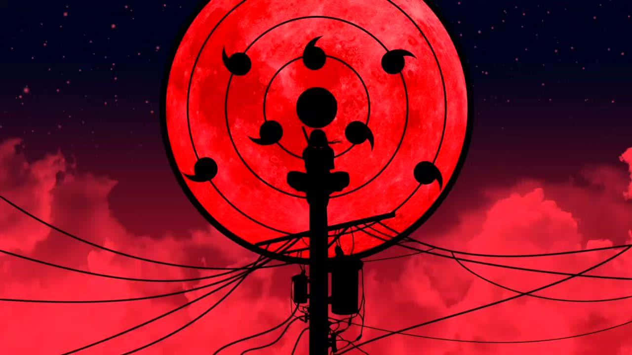 Mangekyou Sharingan, red moon, black tomoe symbols, HD Desktop Wallpaper
