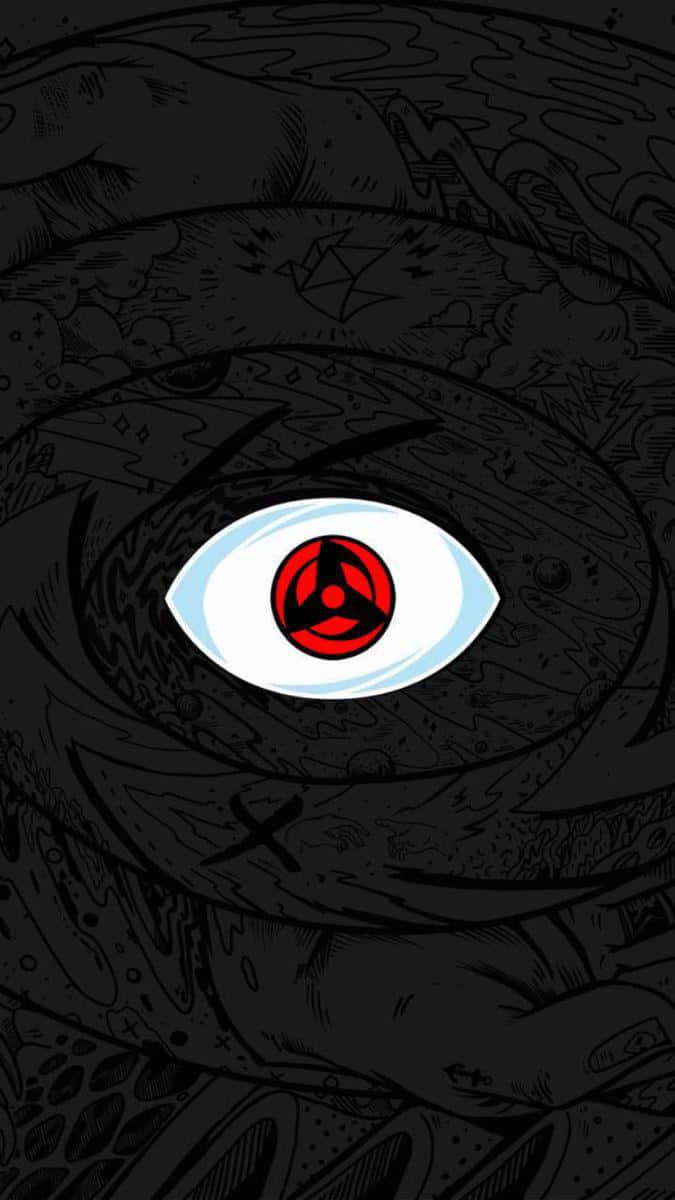 Mangekyou Sharingan, red three-pronged symbol, stylized anime eye, SD Phone Wallpaper