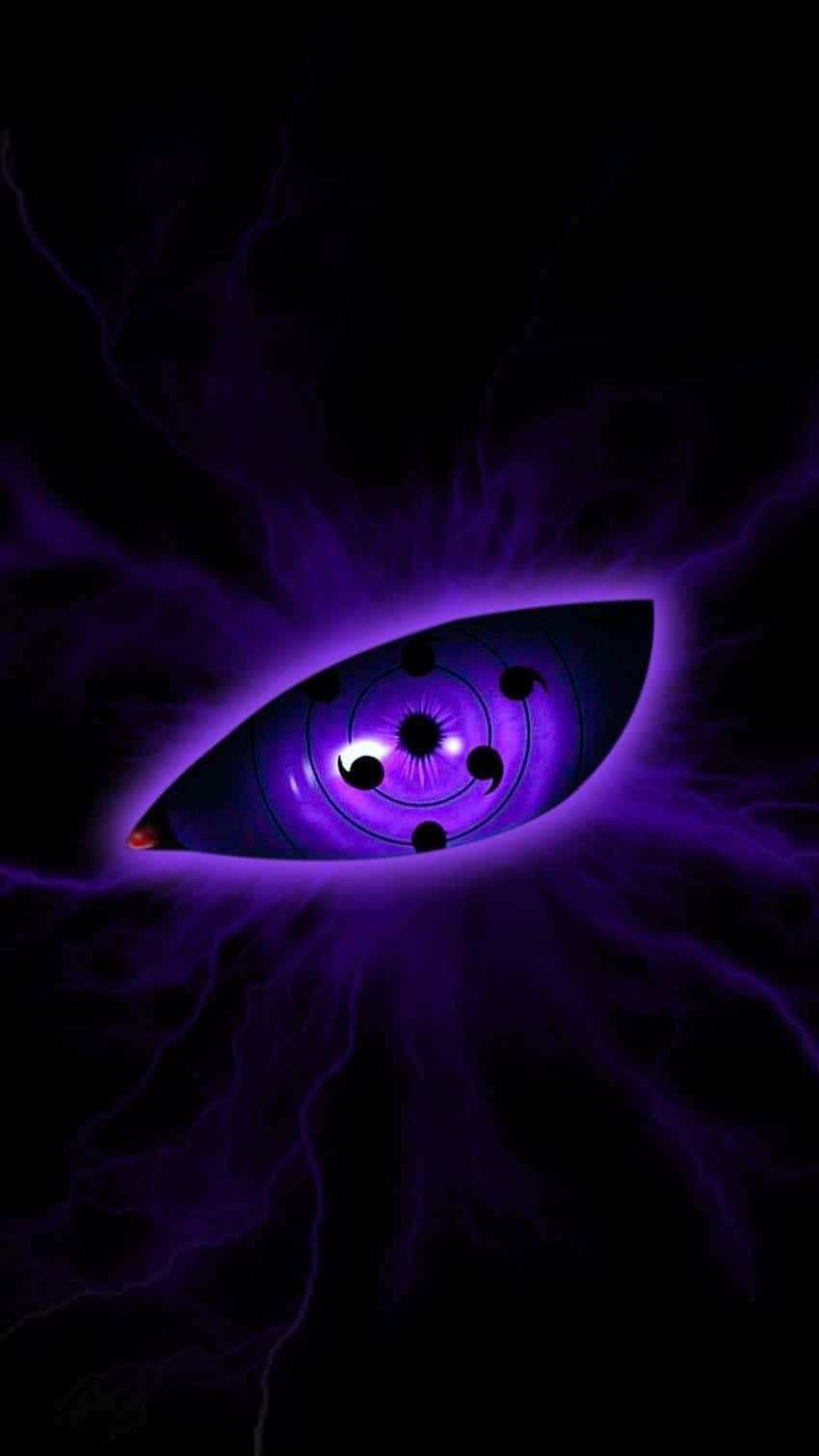 Mangekyou Sharingan, glowing purple, intricate black markings, HD Phone Wallpaper