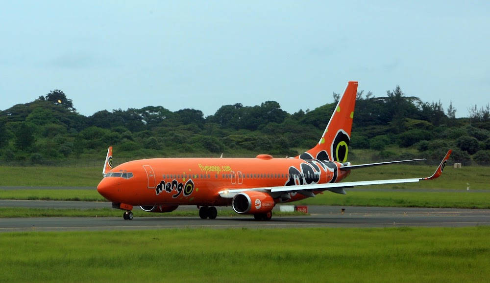 Mango Airlines, grassy runway, bright orange, SD Desktop Wallpaper