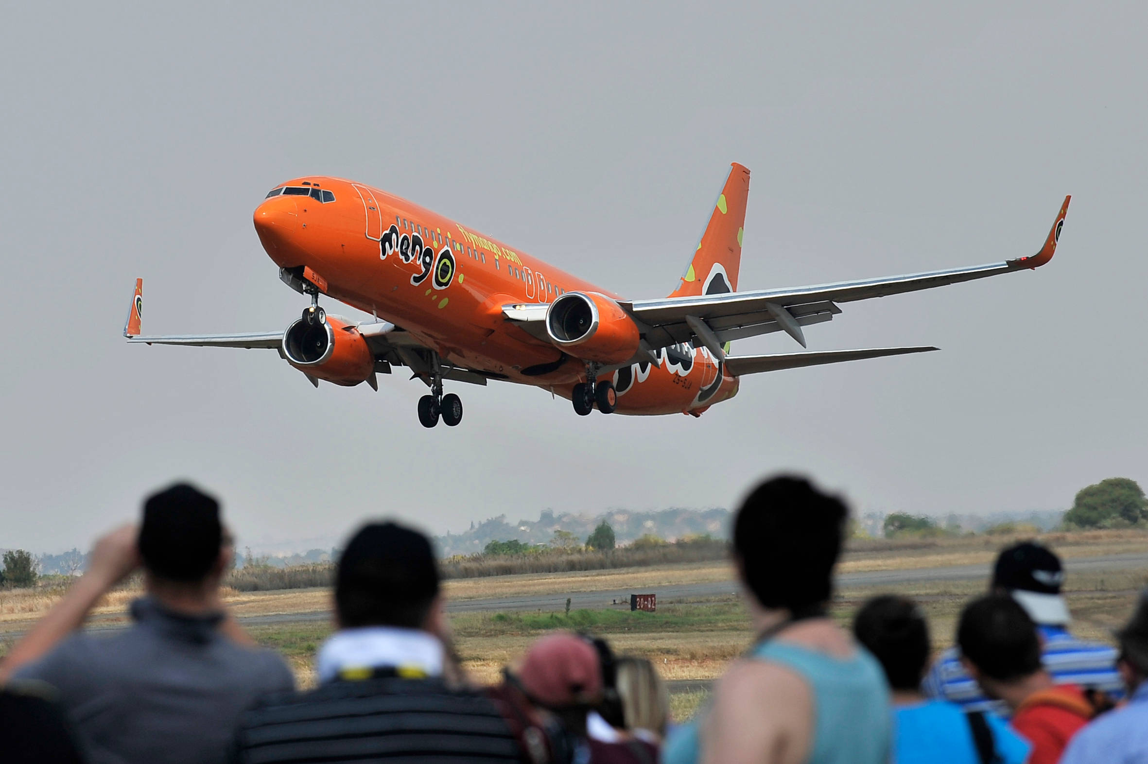 Mango Airlines, bright orange, plane, Full HD Desktop Wallpaper