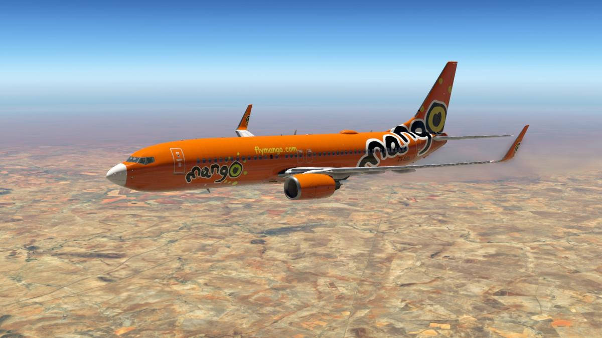 Mango Airlines, vibrant orange, desert landscape, SD Desktop Wallpaper