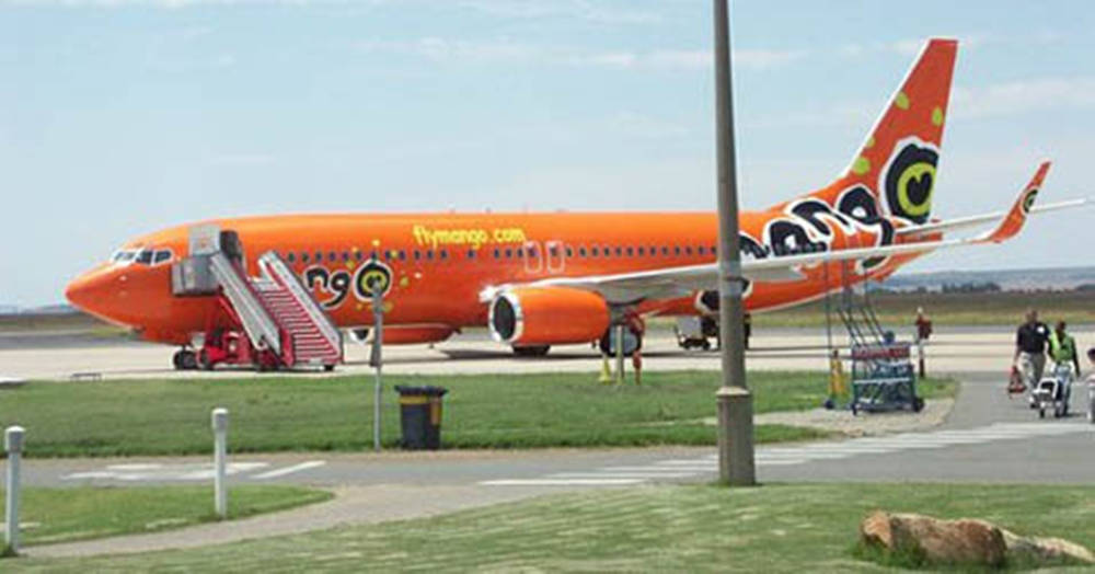 Mango Airlines, bright orange, airport tarmac, SD Desktop Wallpaper