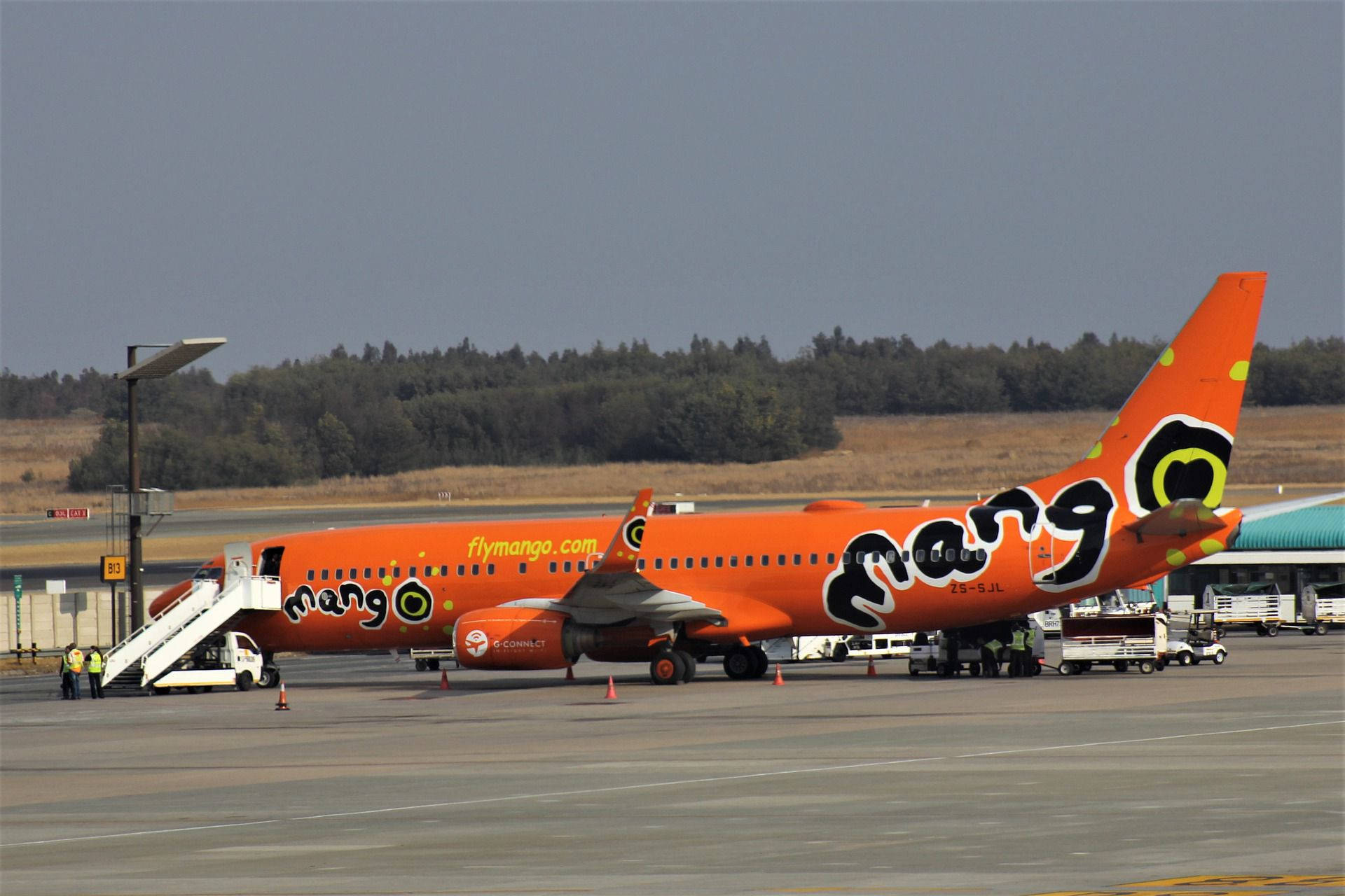 Orange Mango Airlines, passenger plane, bright orange, Full HD Desktop Wallpaper