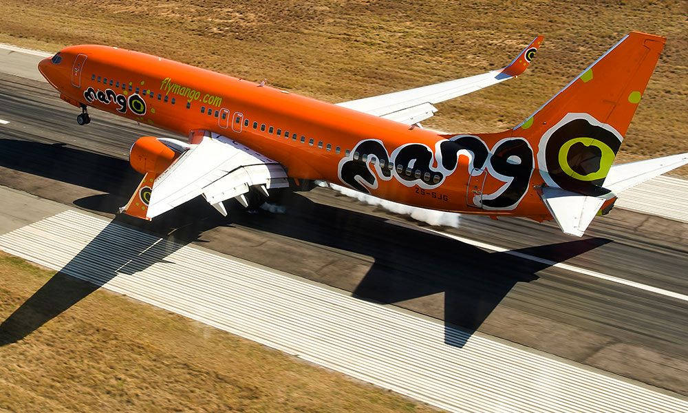 Mango Airlines, runway, vibrant orange, SD Desktop Wallpaper