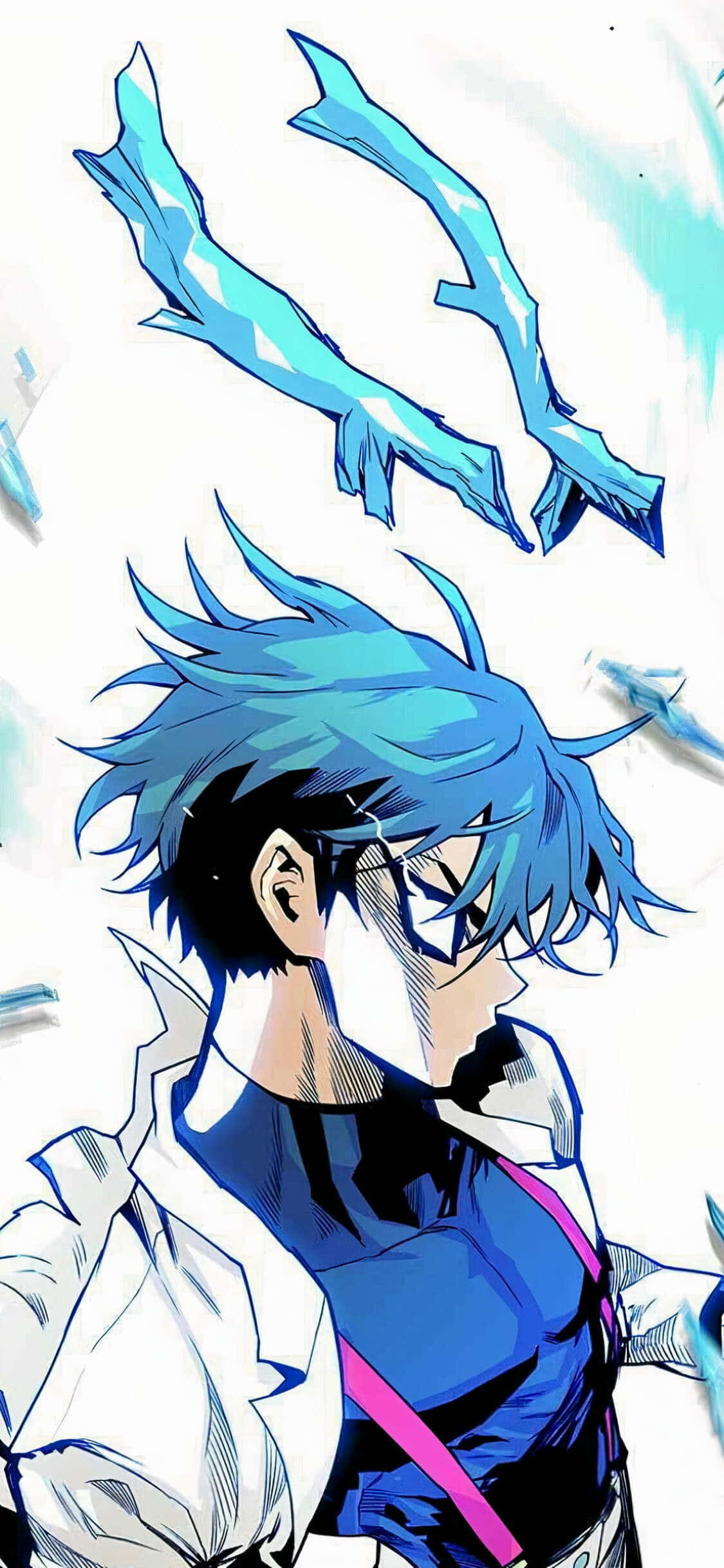 blue-haired, anime character, glasses, Full HD Phone Wallpaper