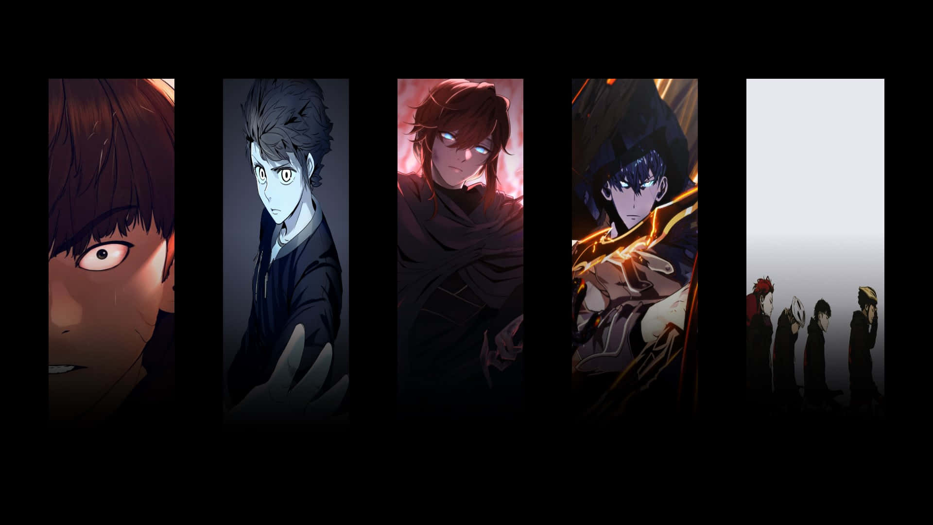 Manhwa Character Collage, anime characters, intense expressions, Full HD Desktop Wallpaper