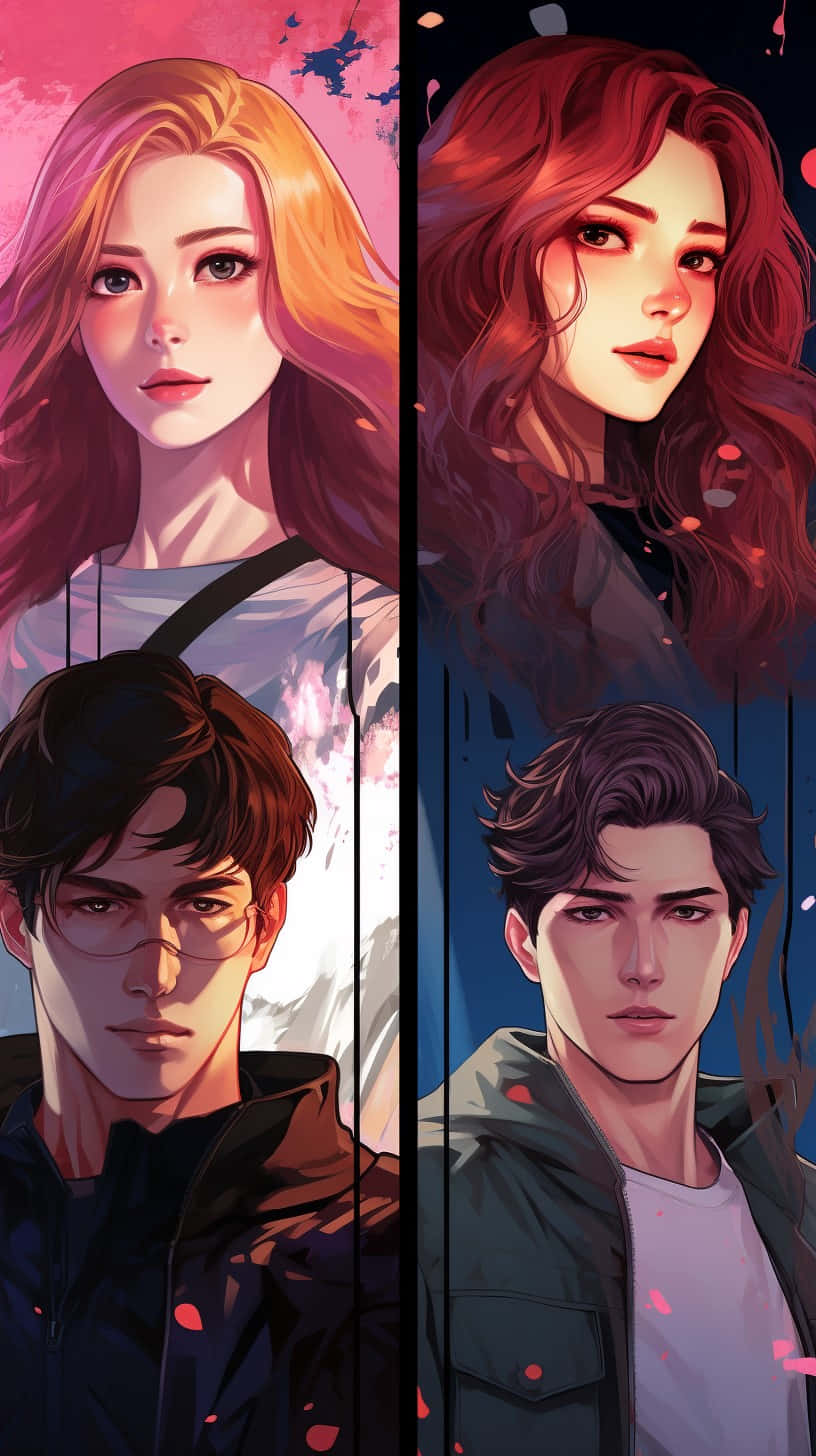 Manhwa Character Collage, anime-style characters, flowing hair, HD Phone Wallpaper