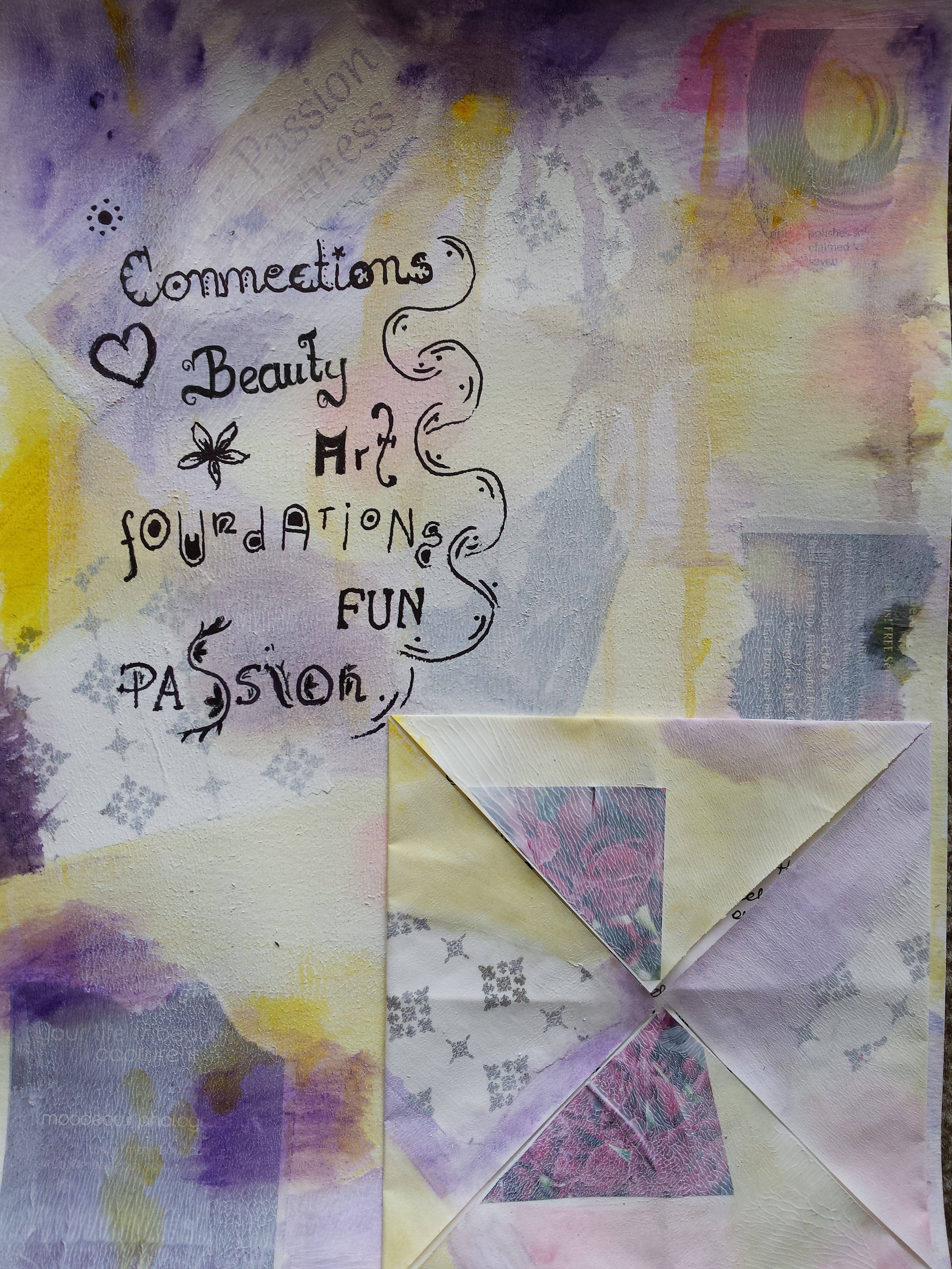 Manifest, mixed-media collage, watercolor washes, 4K Phone Wallpaper
