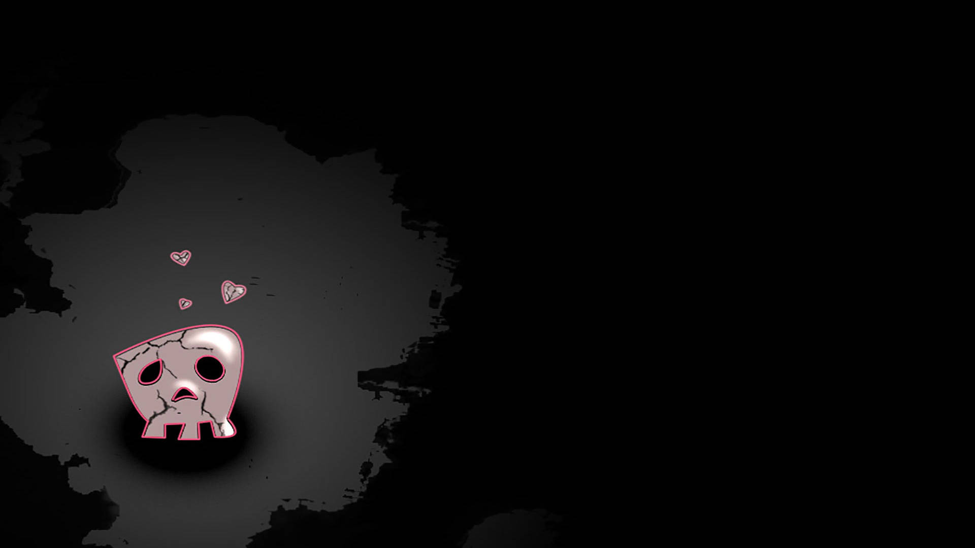 skull of depression, cracked pink skull, floating hearts, Full HD Desktop Wallpaper
