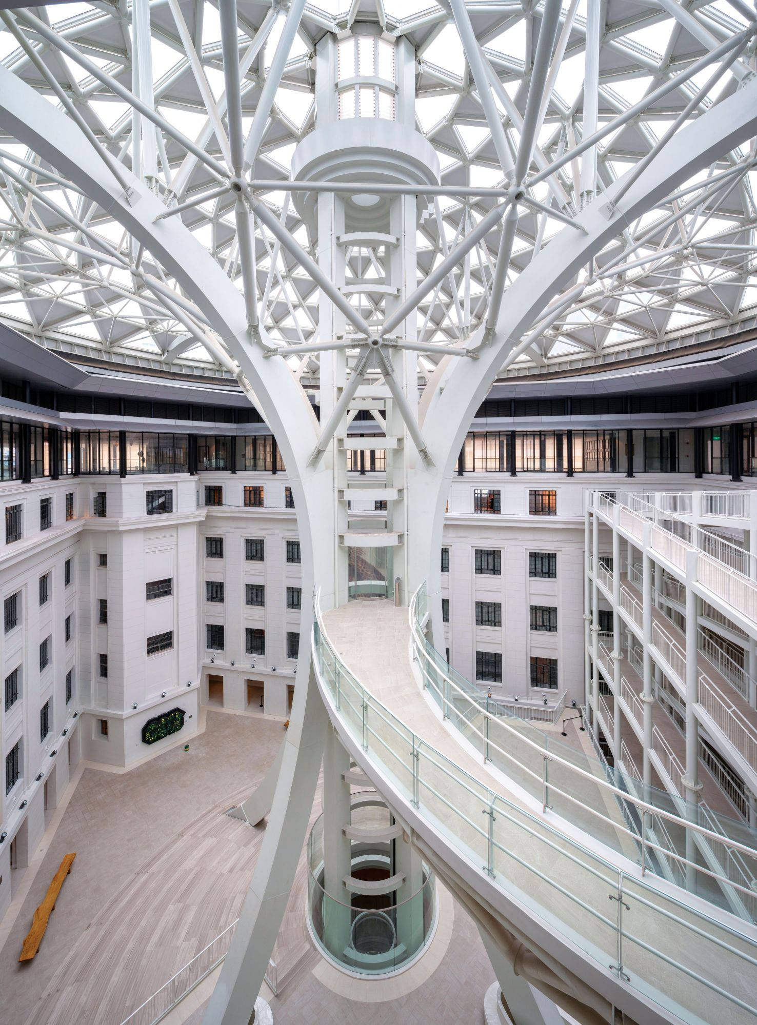 Natural History Interior, Manila, white curved architecture, Full HD Phone Wallpaper