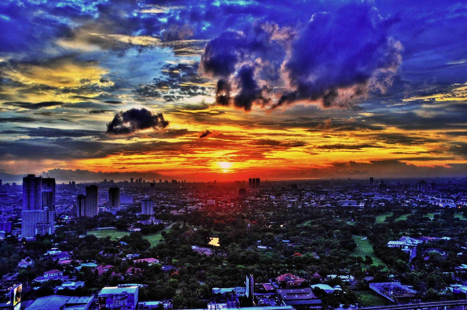 Manila, cityscape, sunset, Full HD Desktop Wallpaper
