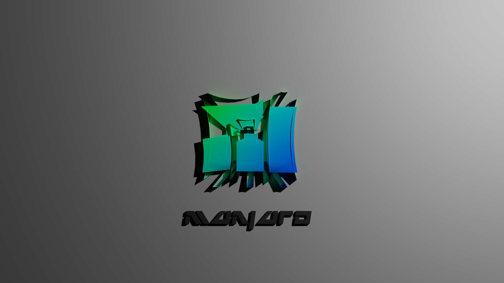 Manjaro, green and blue gradient, gray background, Full HD Desktop Wallpaper