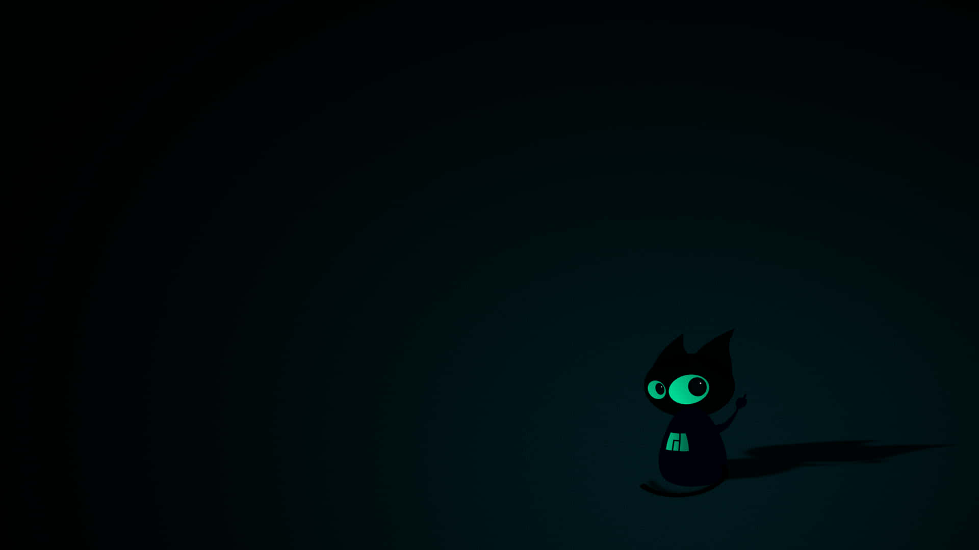Manjaro, black cat, glowing green eyes, Full HD Desktop Wallpaper