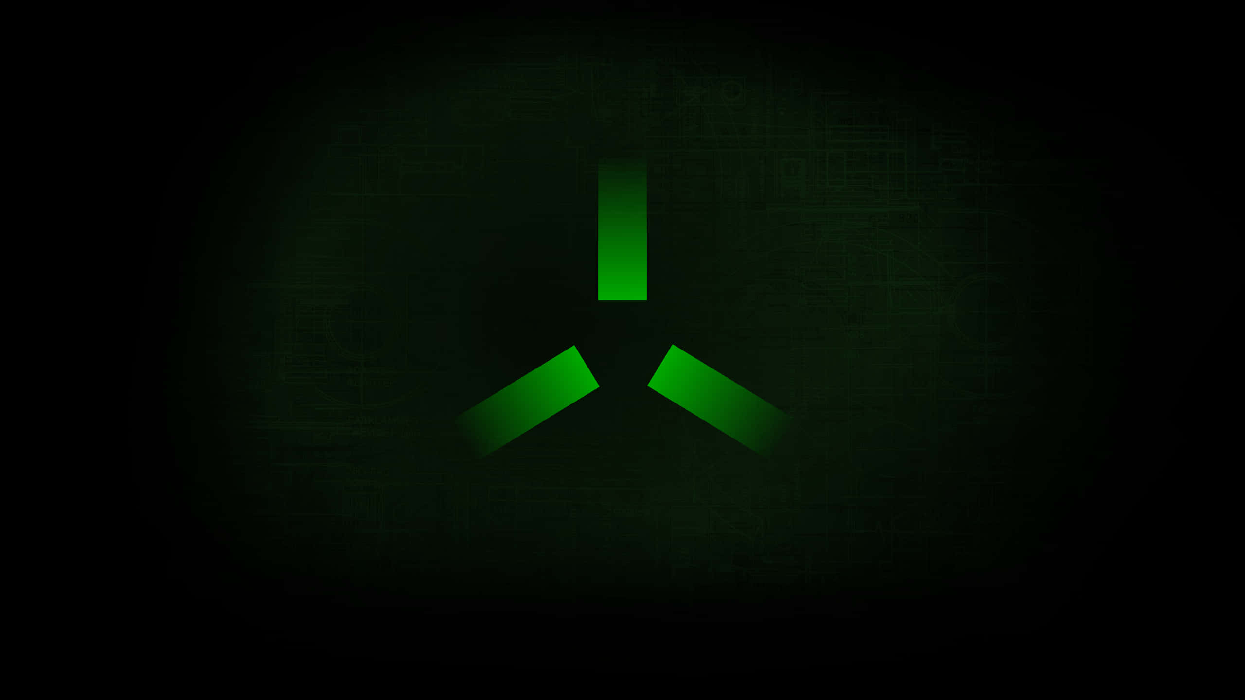 Manjaro, green trident symbol, dark textured background, 2K Desktop Wallpaper