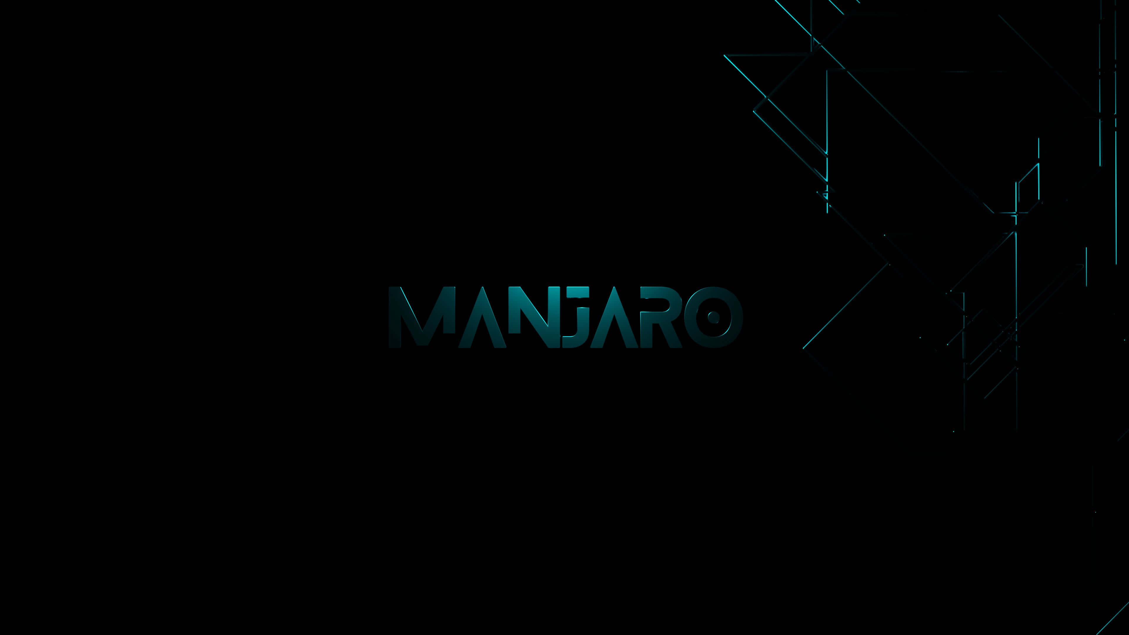 Manjaro, teal, black background, 4K Desktop Wallpaper