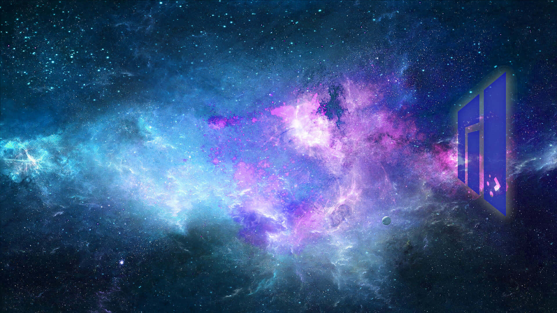 Manjaro, cosmic nebula, vibrant blues, Full HD Desktop Wallpaper