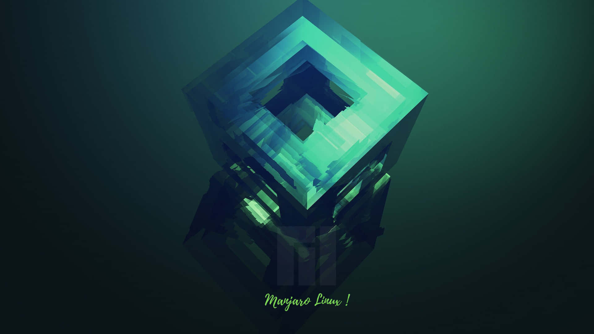 Manjaro, teal, geometric cube, Full HD Desktop Wallpaper