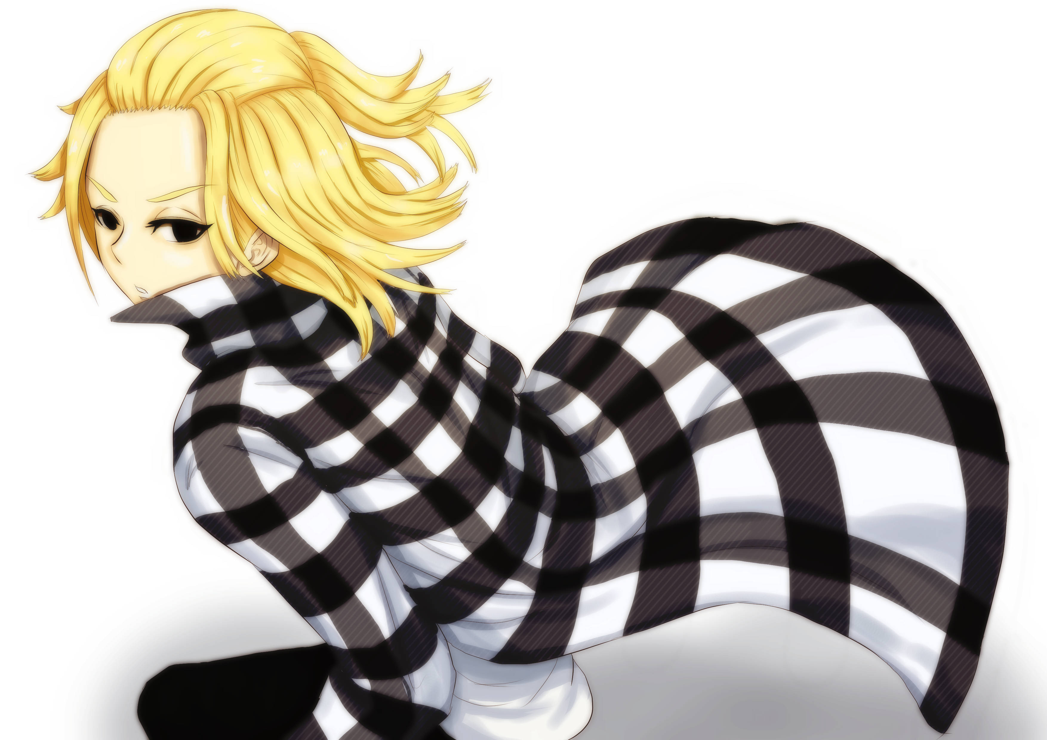 Manjiro Sano, black and white checkered coat, flowing blonde hair, 2K Desktop Wallpaper