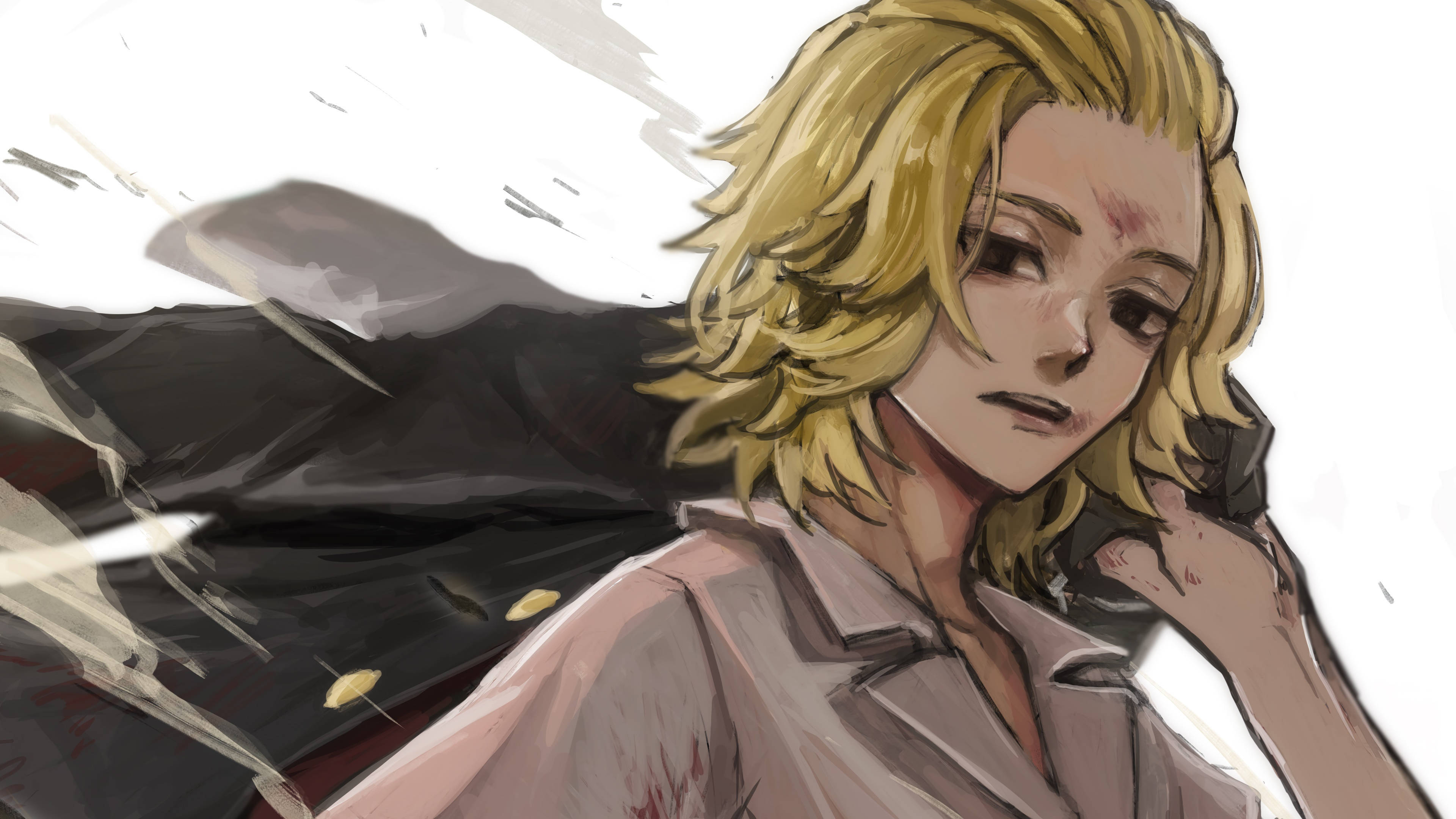 Manjiro Sano, blonde anime character, bruised face, 4K Desktop Wallpaper