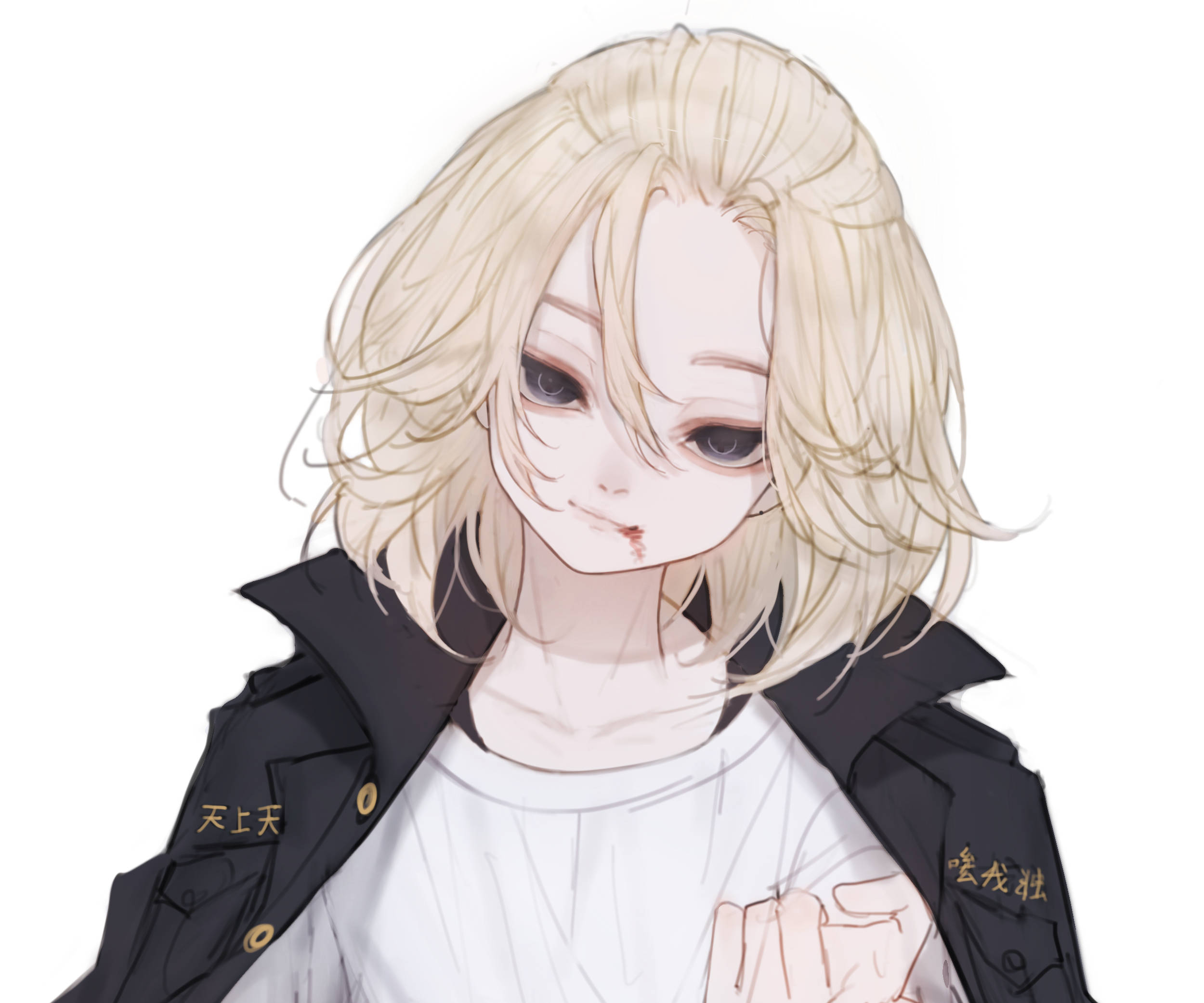 Manjiro Sano, blonde hair, black jacket, Full HD Desktop Wallpaper