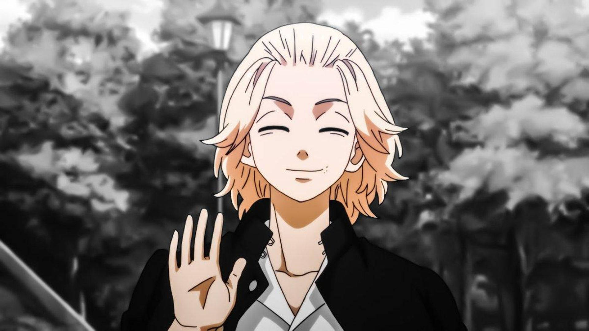 Manjiro Sano, grayscale, blonde hair, Full HD Desktop Wallpaper