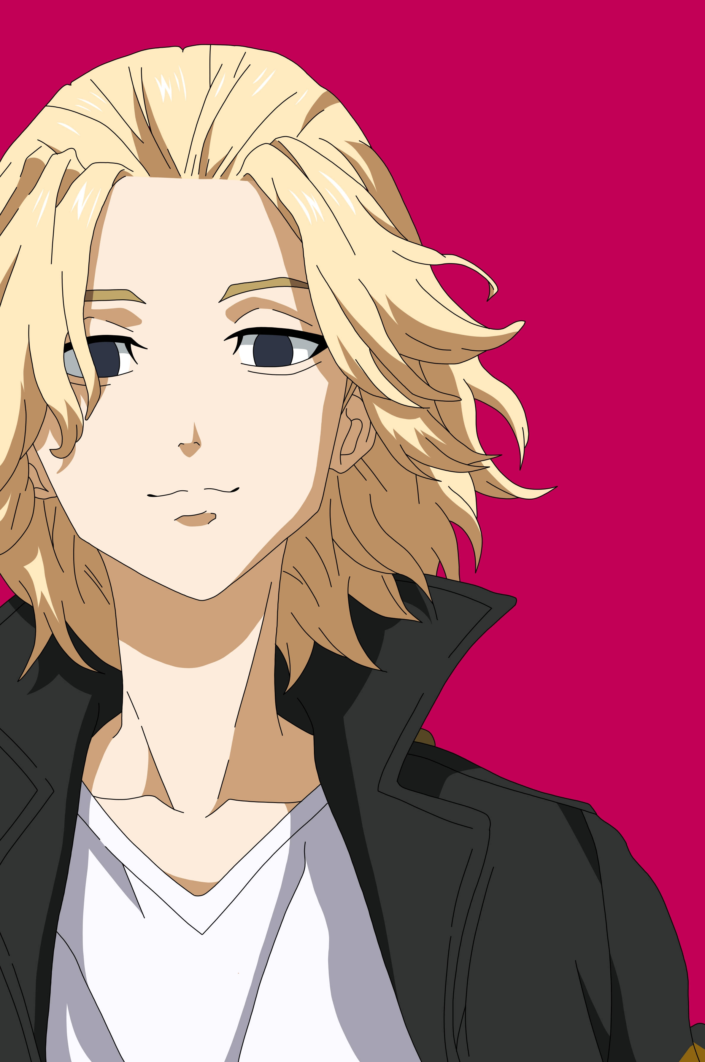 Manjiro Sano, pink, black jacket, 2K Phone Wallpaper