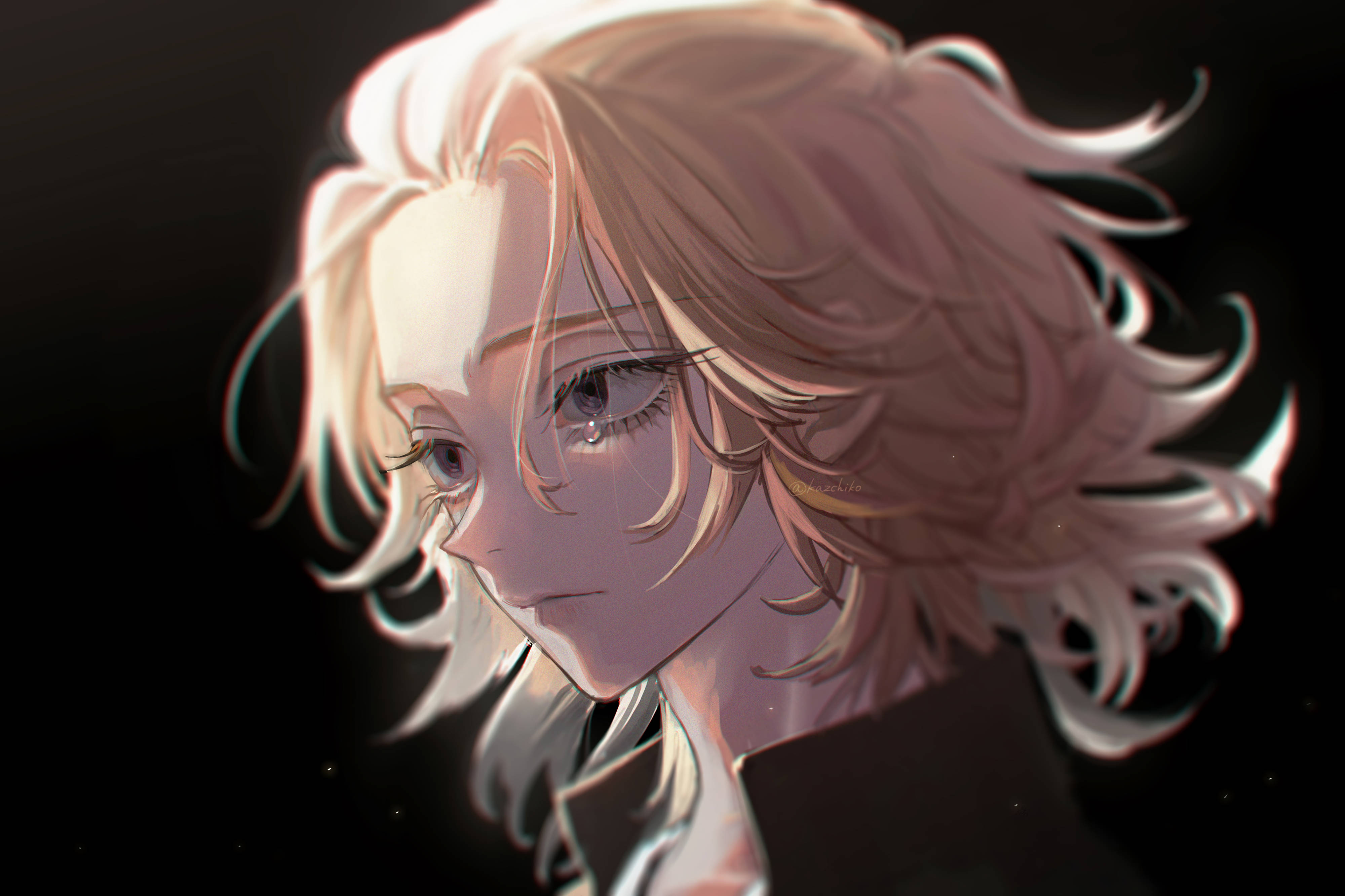 Manjiro Sano, blonde hair, tearful eyes, 4K Desktop Wallpaper
