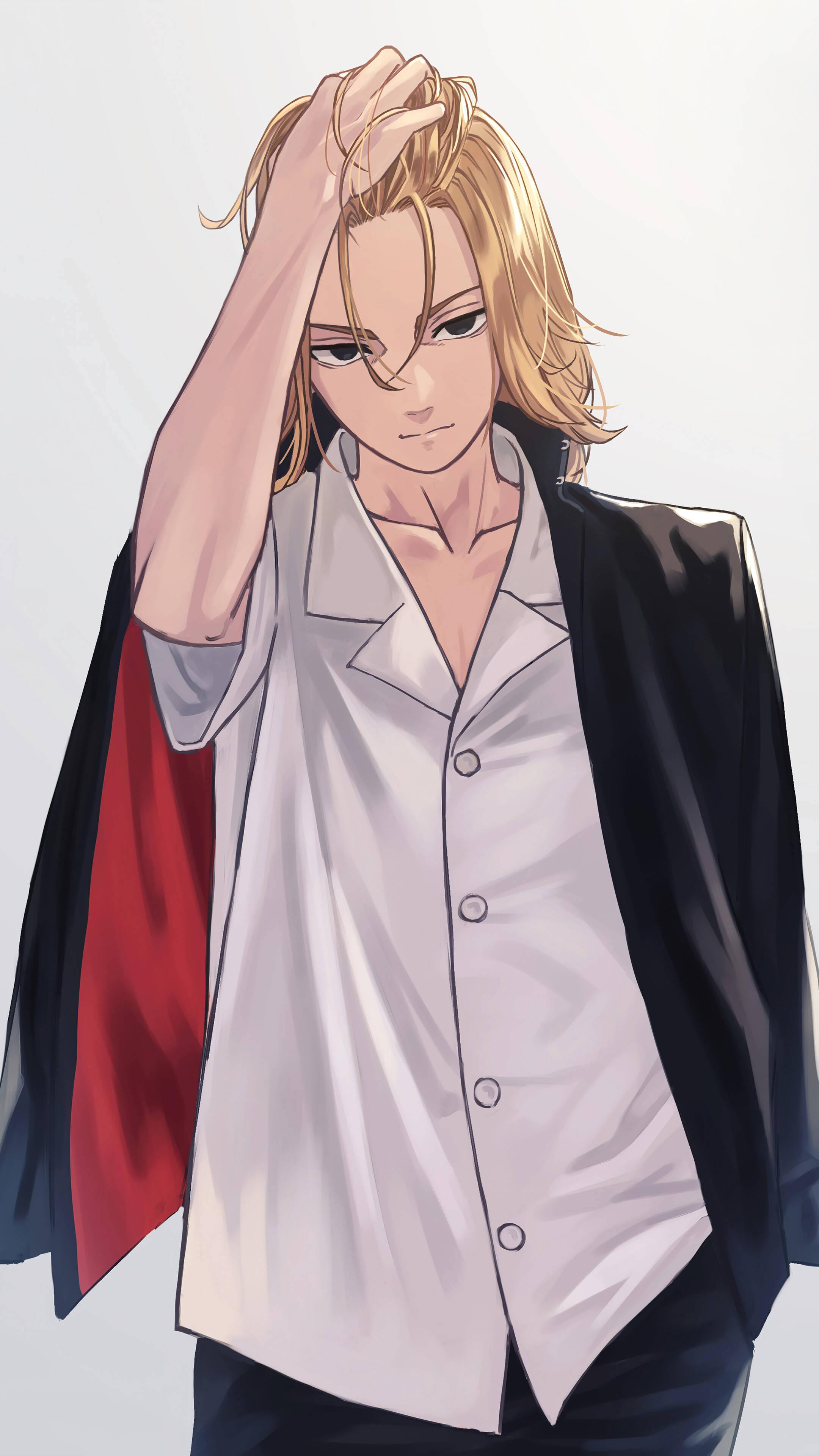Manjiro Sano, blonde anime male, white shirt, 4K Phone Wallpaper