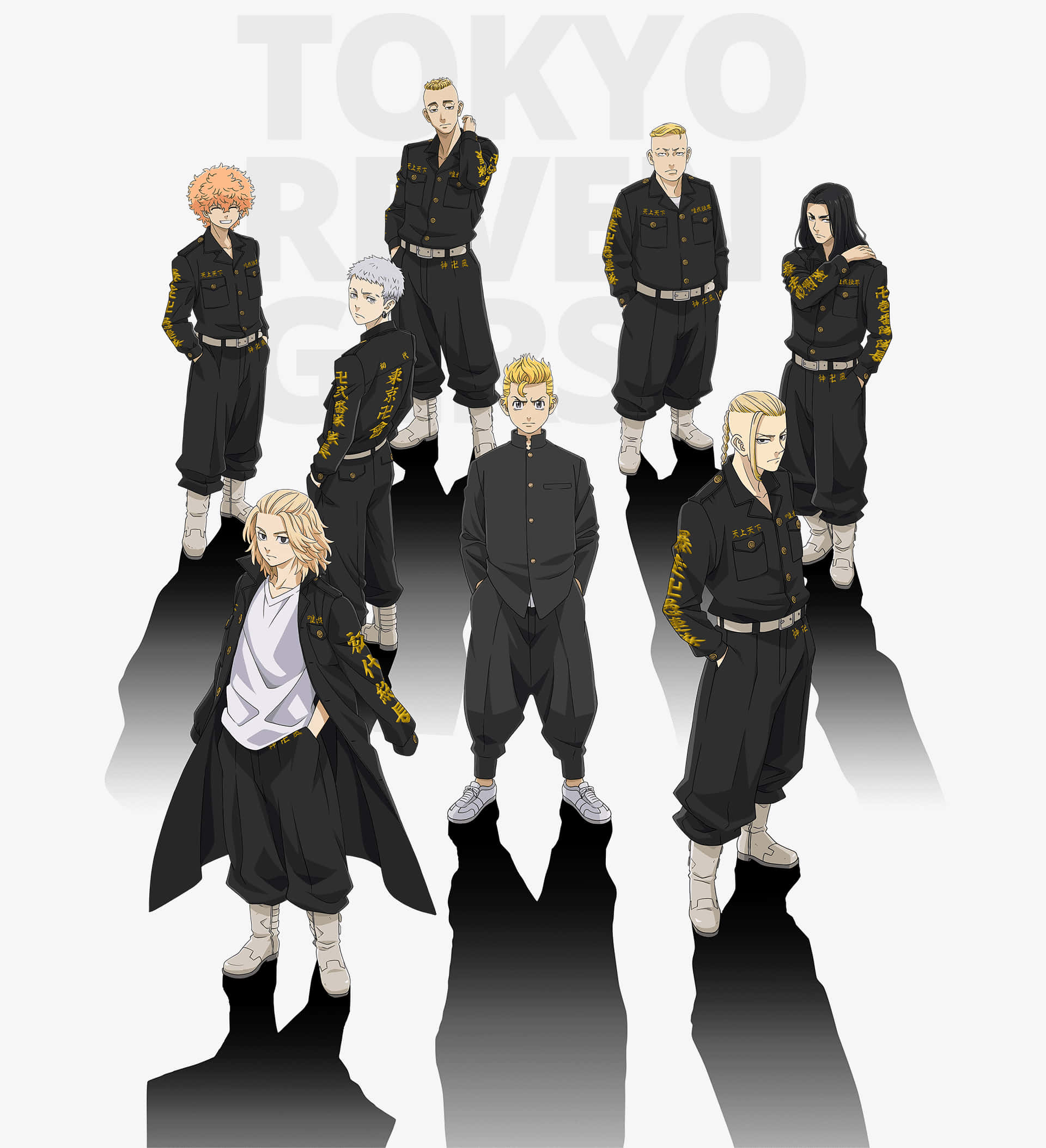 Manjiro, black uniforms, gold lettering, Full HD Phone Wallpaper